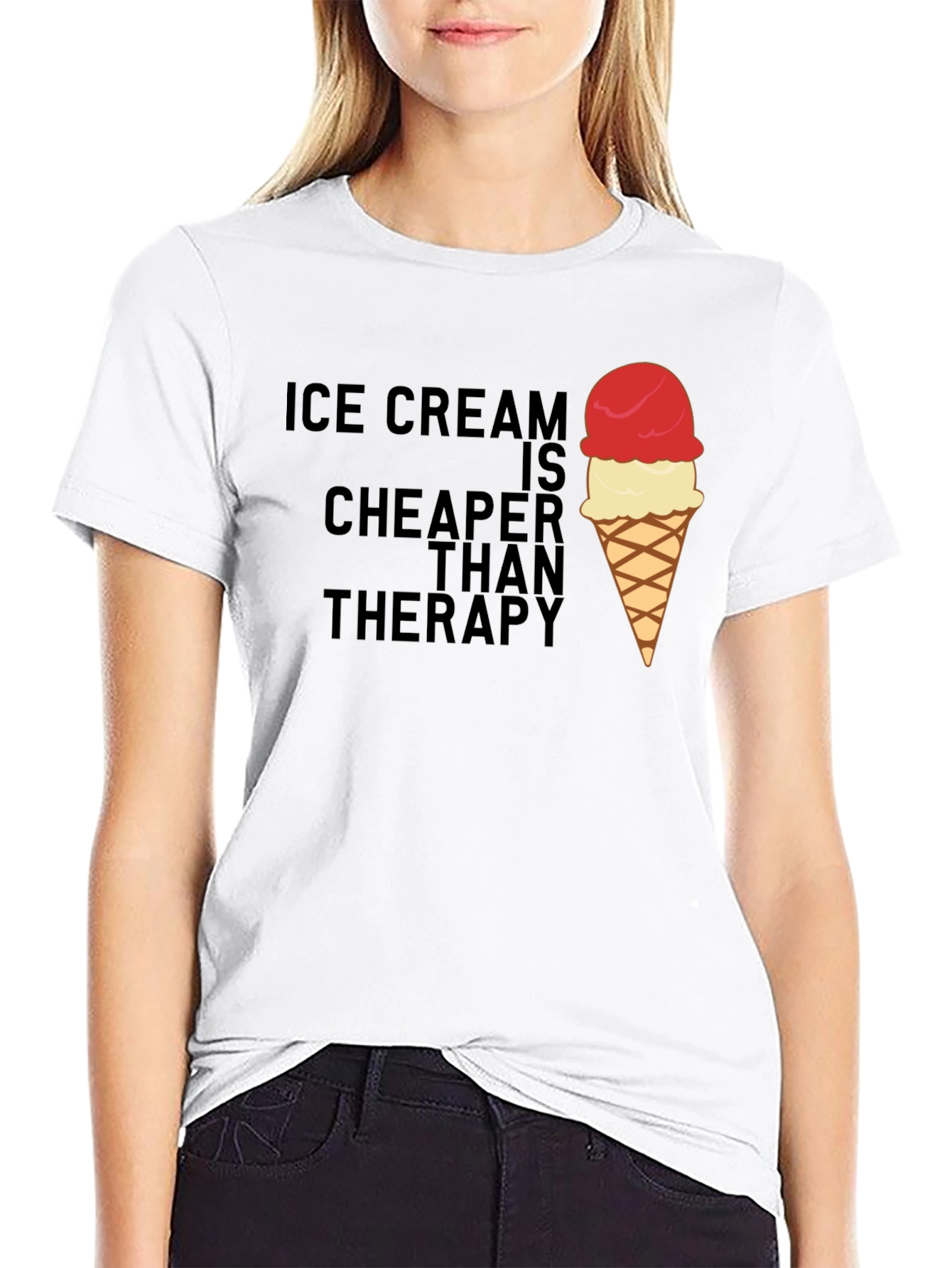 Black Ice Cream Cheaper Than Therapy Graphic Tee view 9