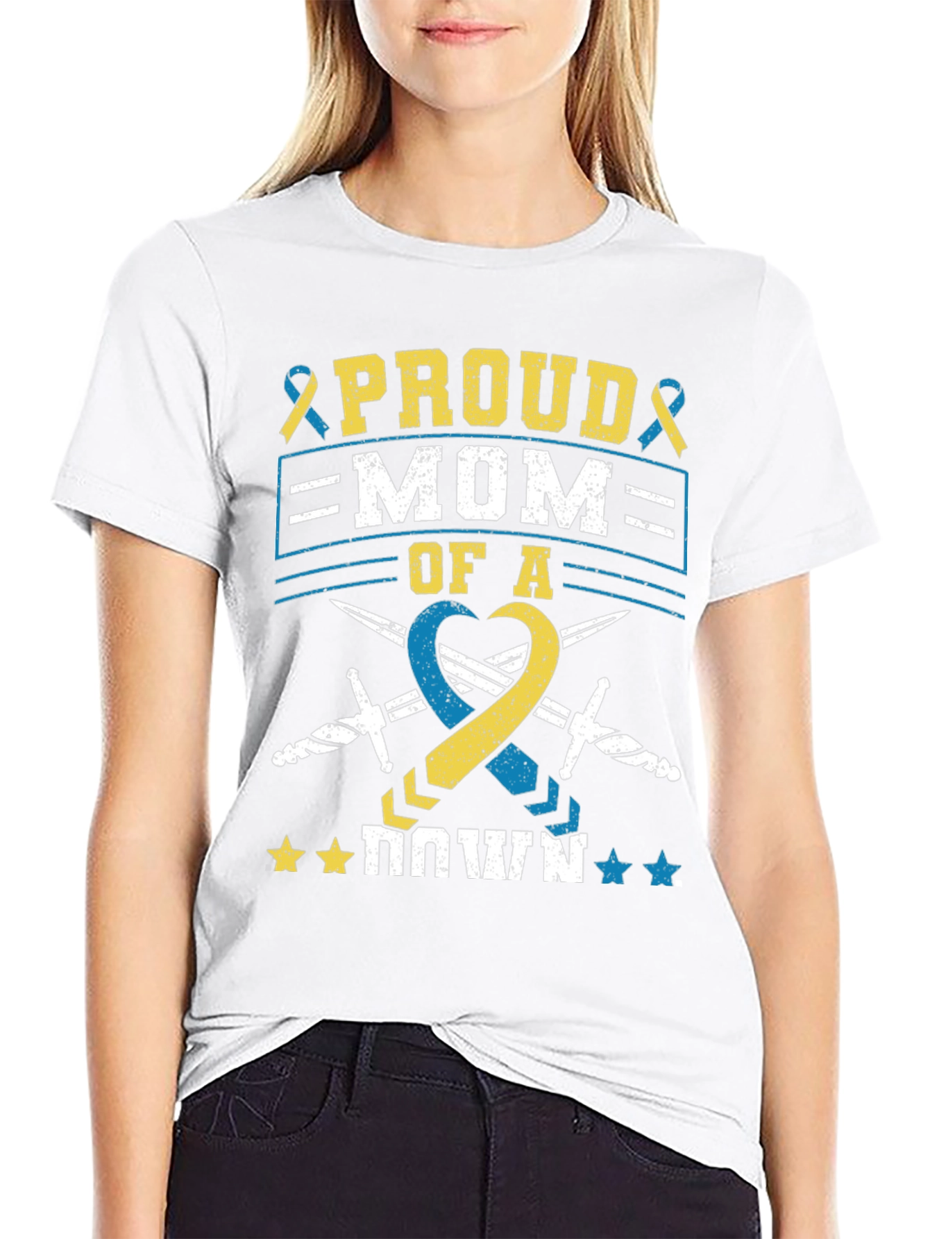 Black Proud Mom of a Down Syndrome Awareness T-Shirt view 9