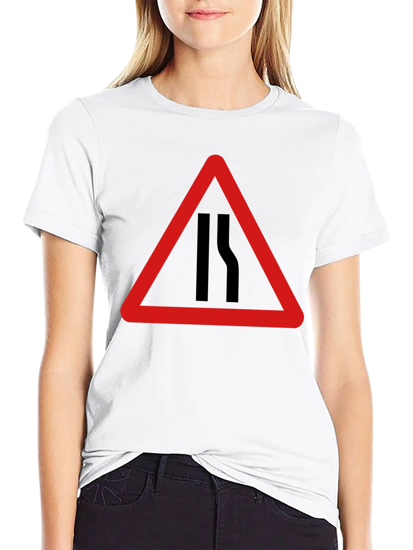 Black Road Narrows T-Shirt - Warning Sign Graphic Tee view 9