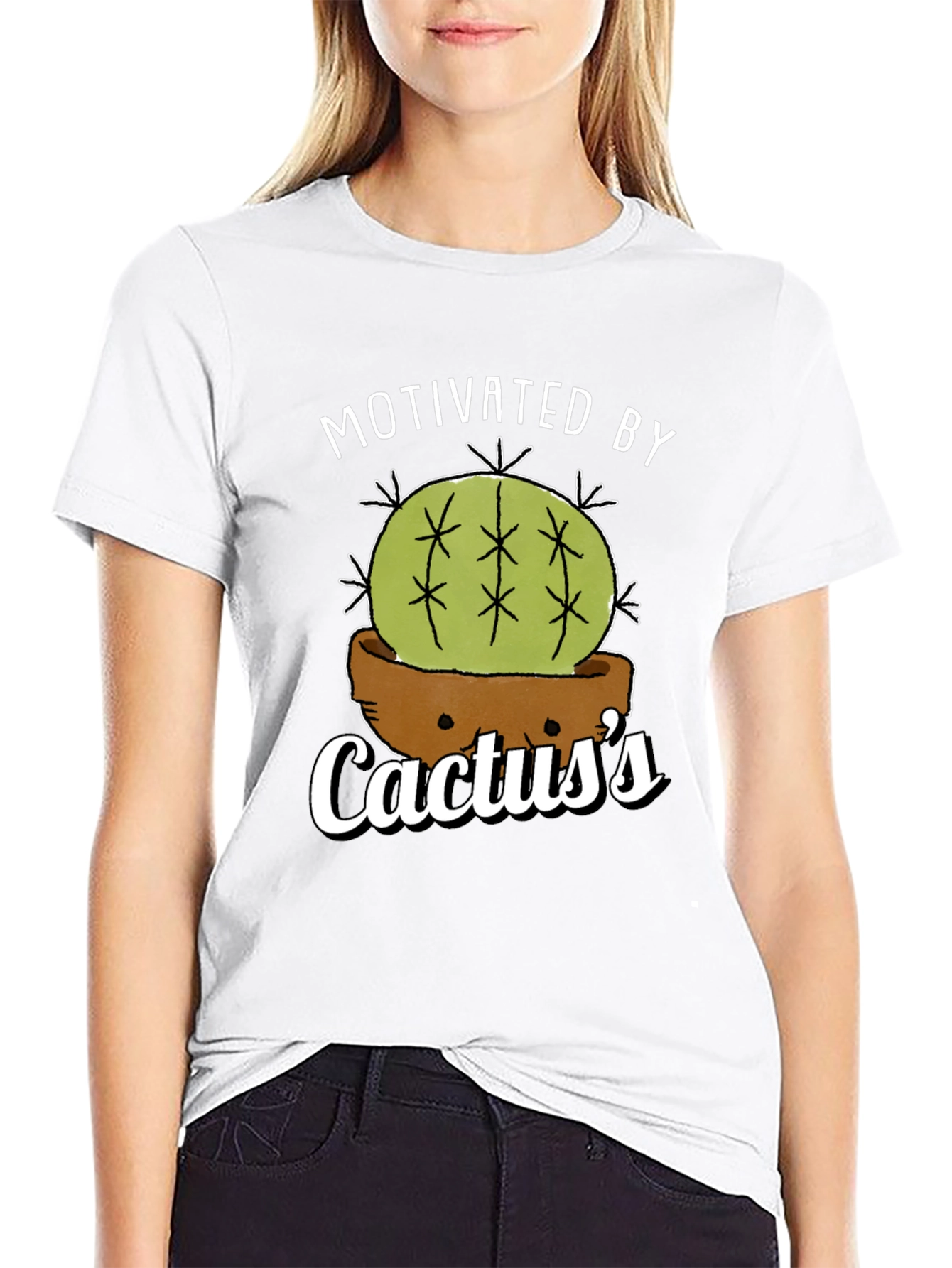 Black Motivated By Cactus's T-Shirt - Funny Plant Lover Tee view 9