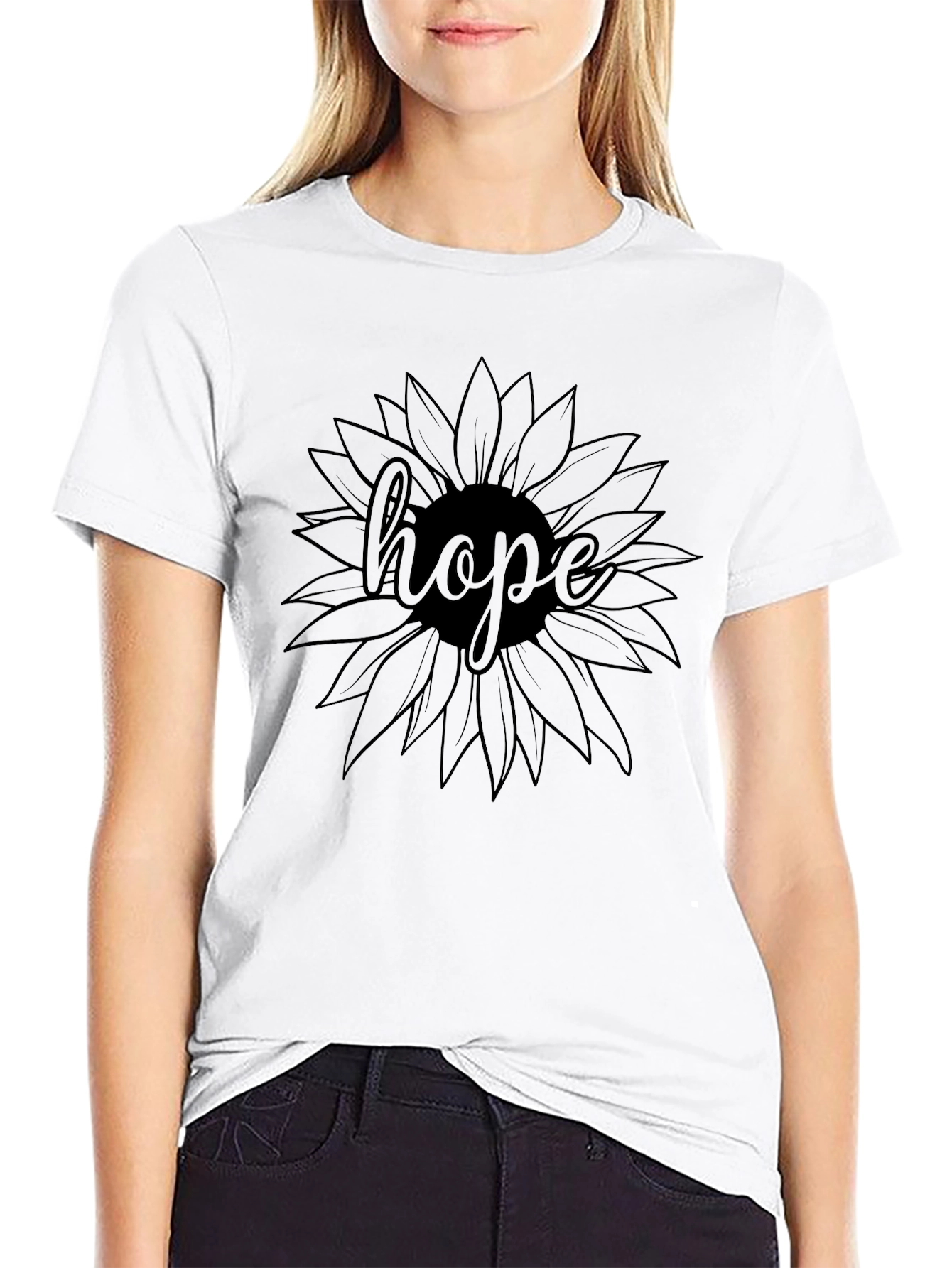 Black Hope Sunflower Graphic T-Shirt - Black view 9