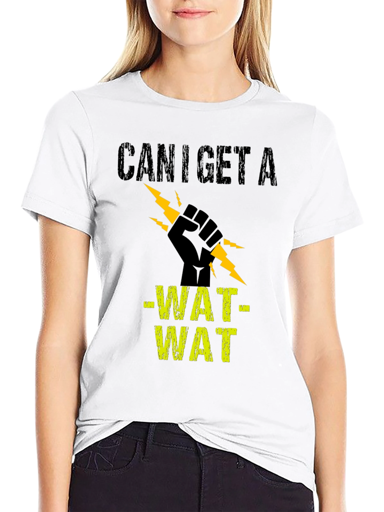 Black Can I Get A WAT WAT Black Graphic Tee view 9