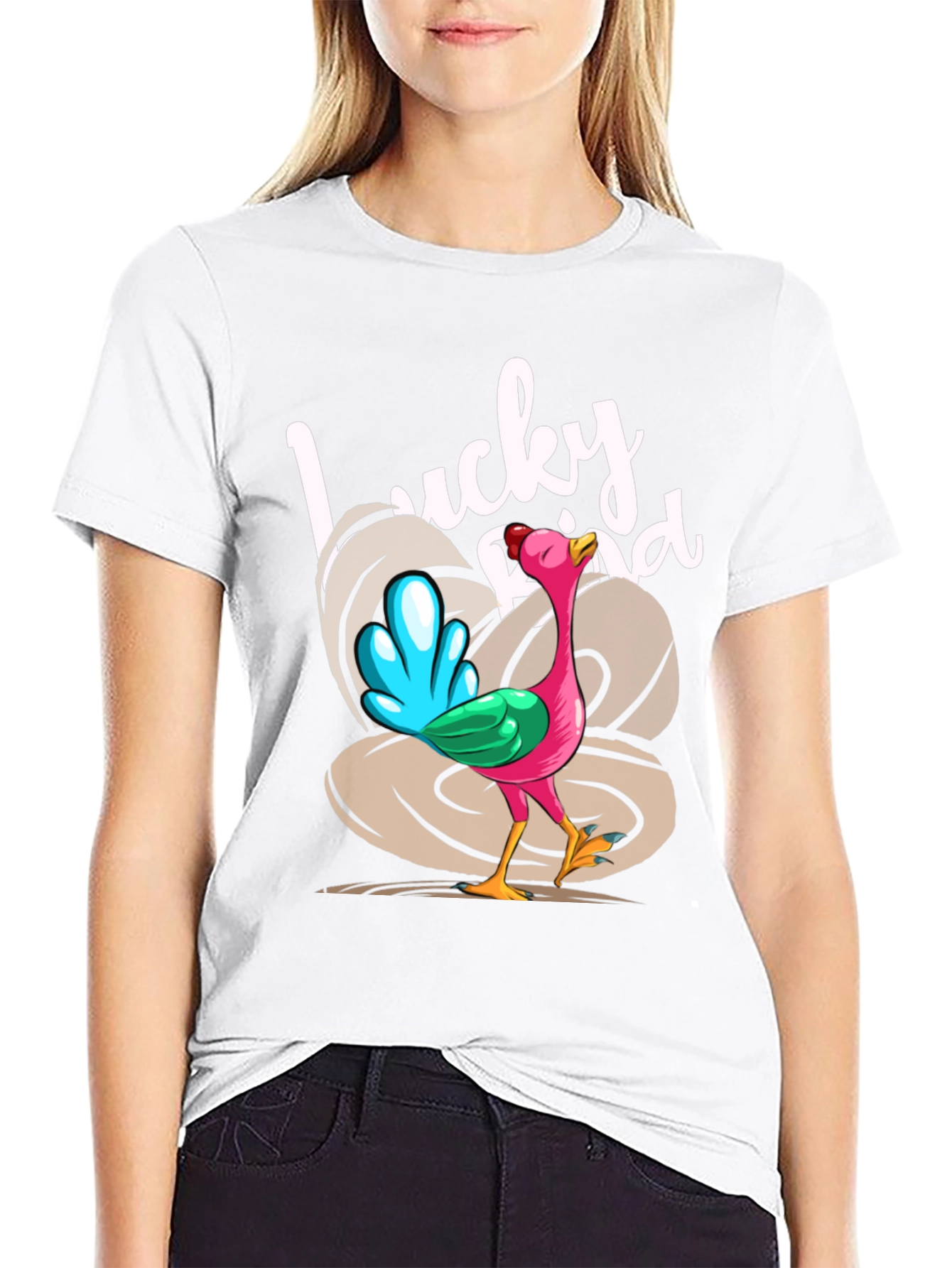 Black Lucky Bird Graphic Tee - Thanksgiving Humor view 9