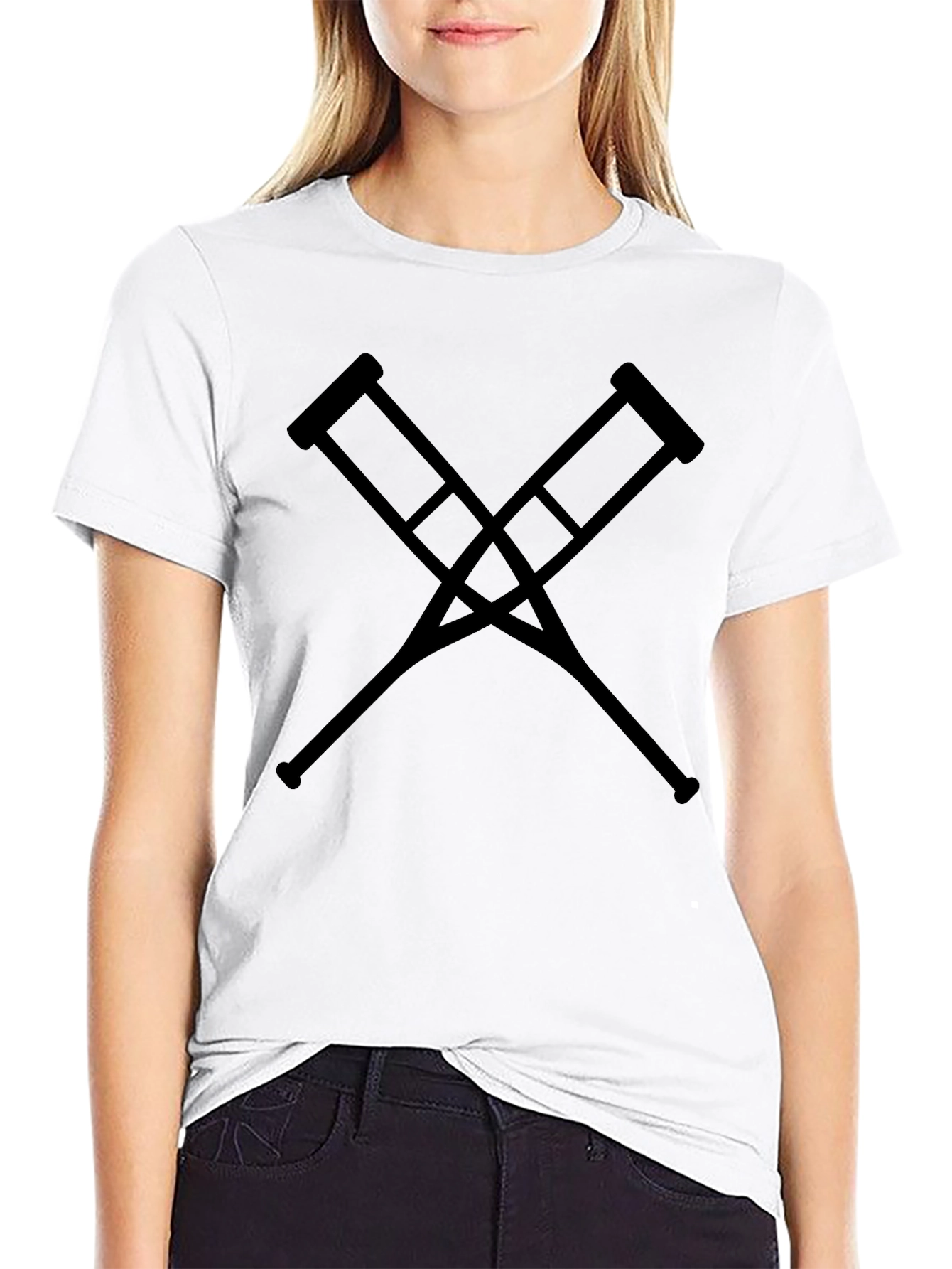 Black Criss Cross Crutches Black T-Shirt view 9