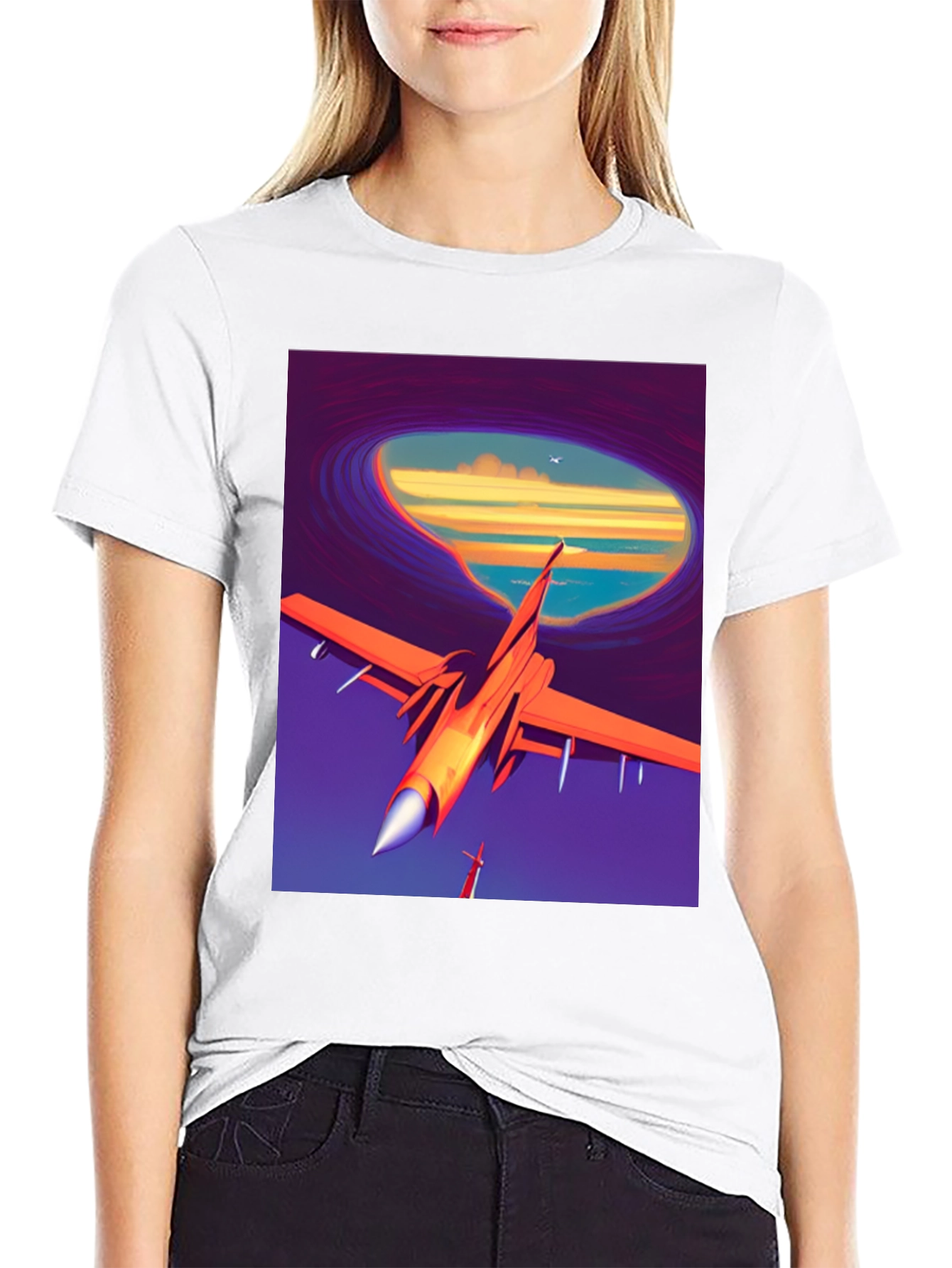 Black Retro Airplane T-Shirt - Artistic Aviation Tee view 9