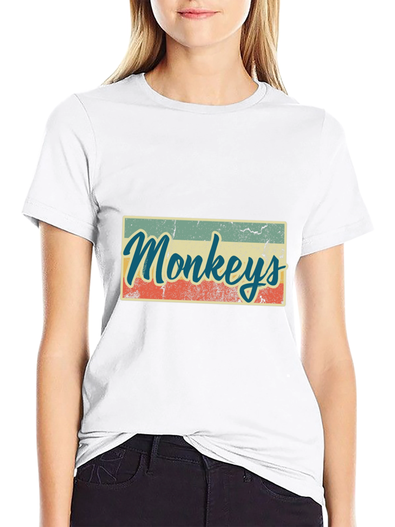 Black Retro Monkeys Graphic Tee - Vintage Style T-Shirt view 9