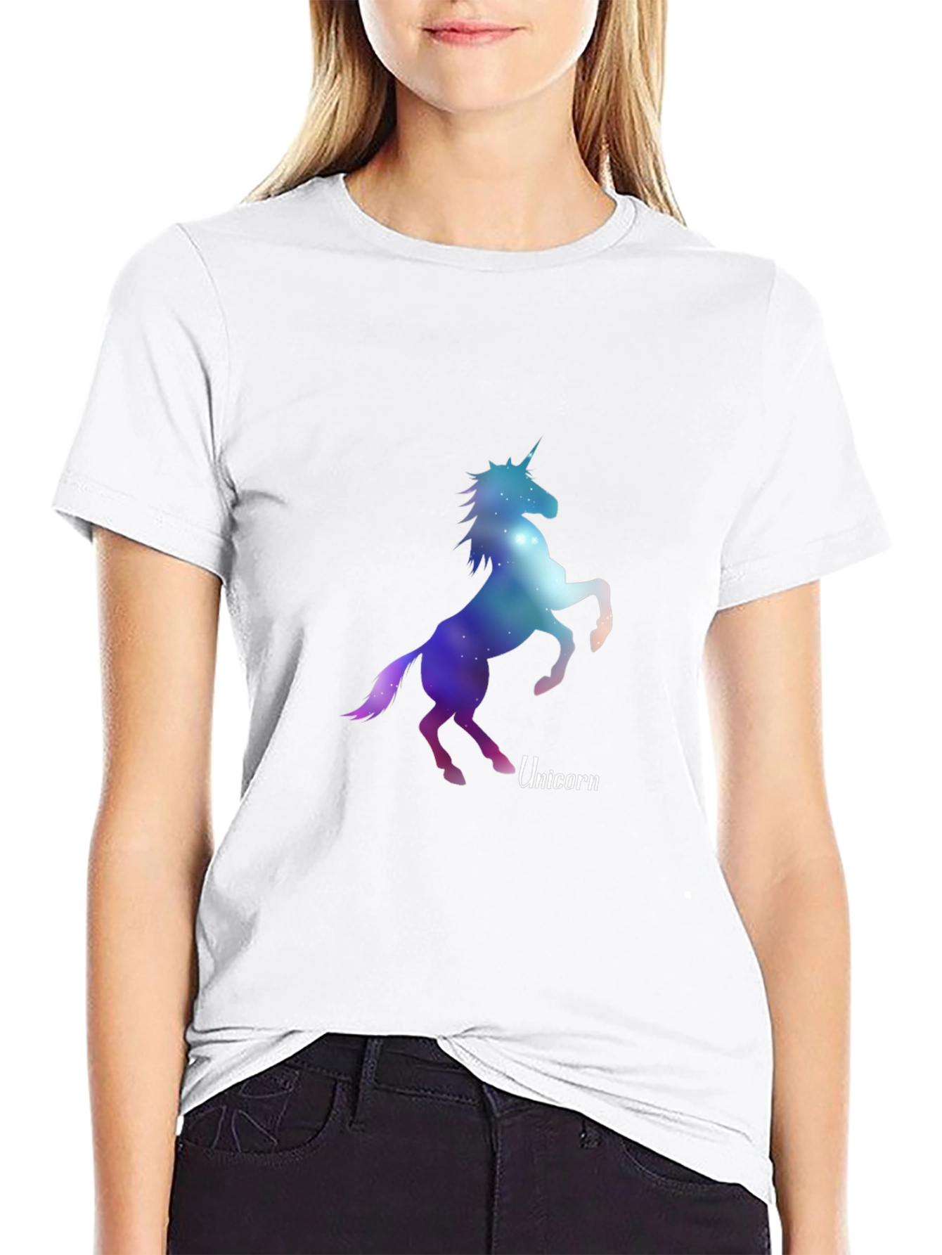 Black Galaxy Unicorn Graphic Tee - Stylish Men's Black T-Shirt view 9