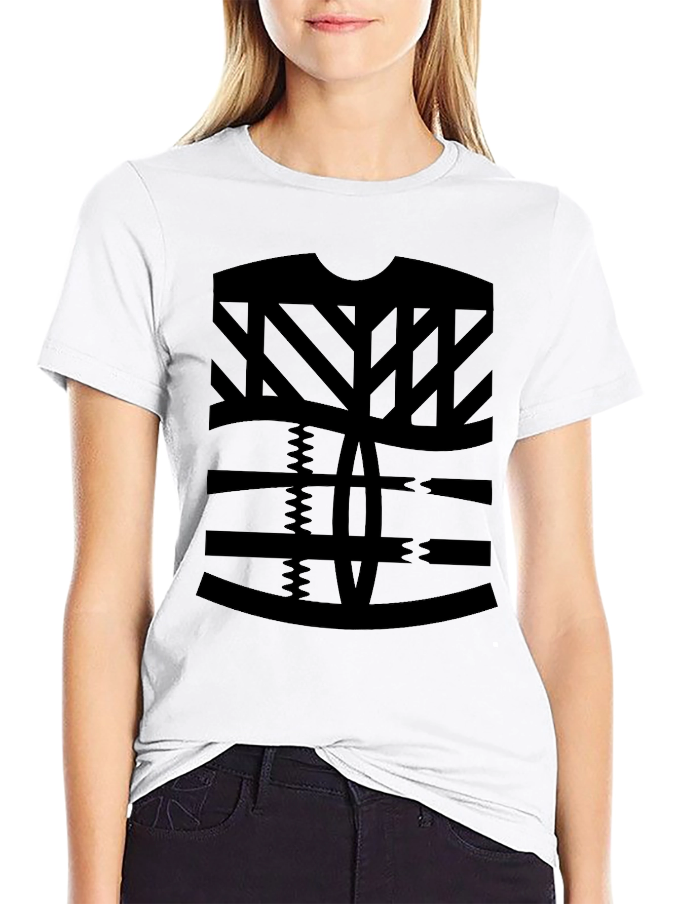 Black Abstract Pattern Black T-Shirt view 9