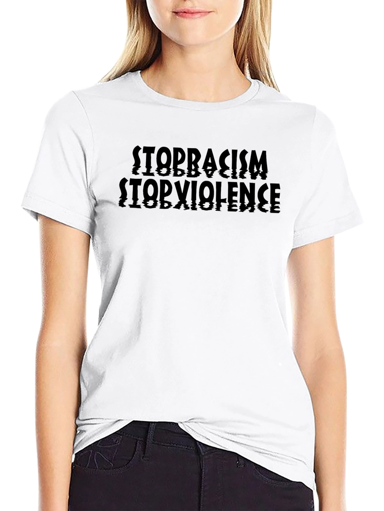 Black Stop Racism Stop Violence Graphic T-Shirt view 9