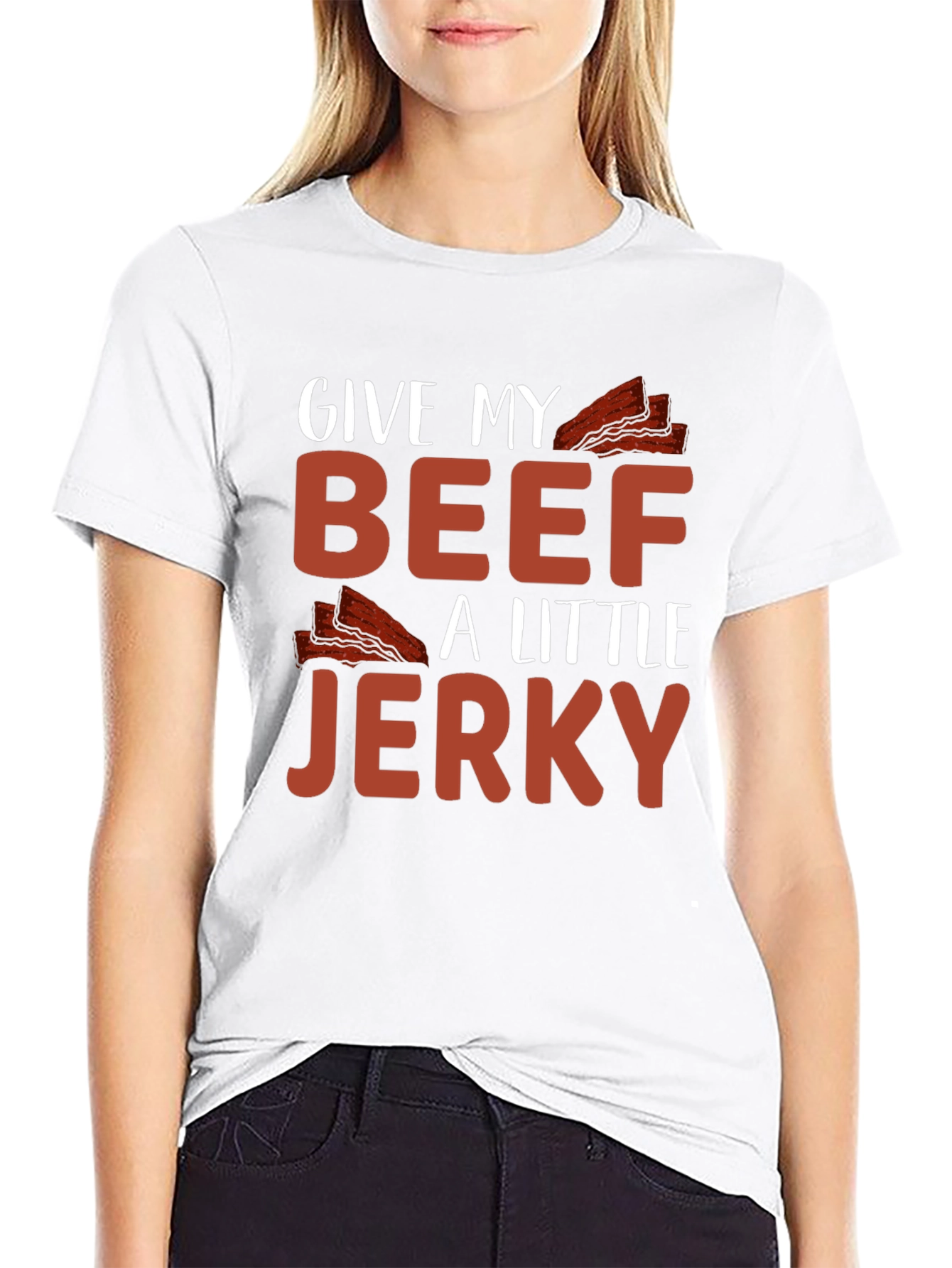 Black Funny Beef Jerky T-Shirt - "Give My Beef A Little Jerky" view 9