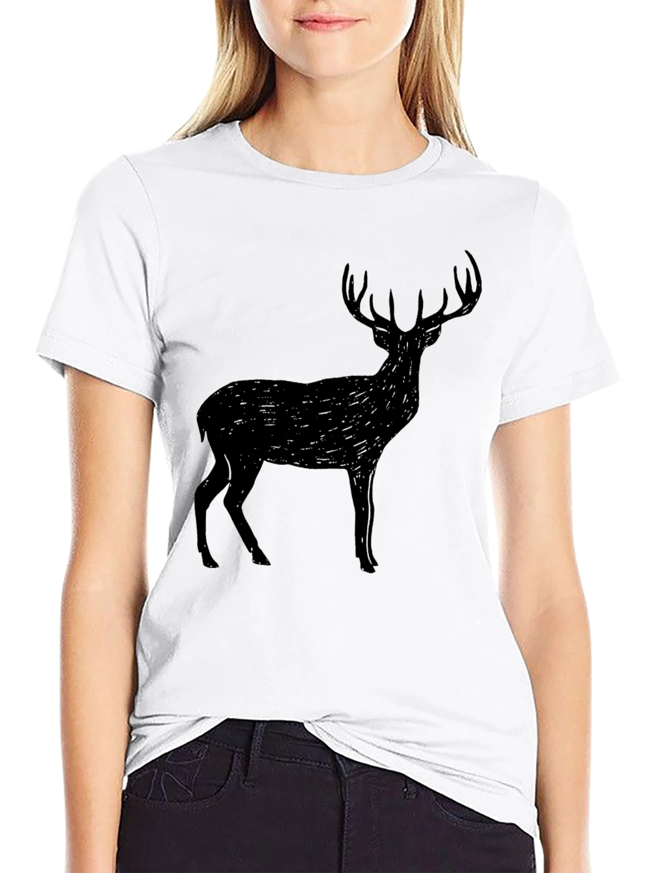Black Black Deer Graphic T-Shirt - Men's Casual Tee view 9