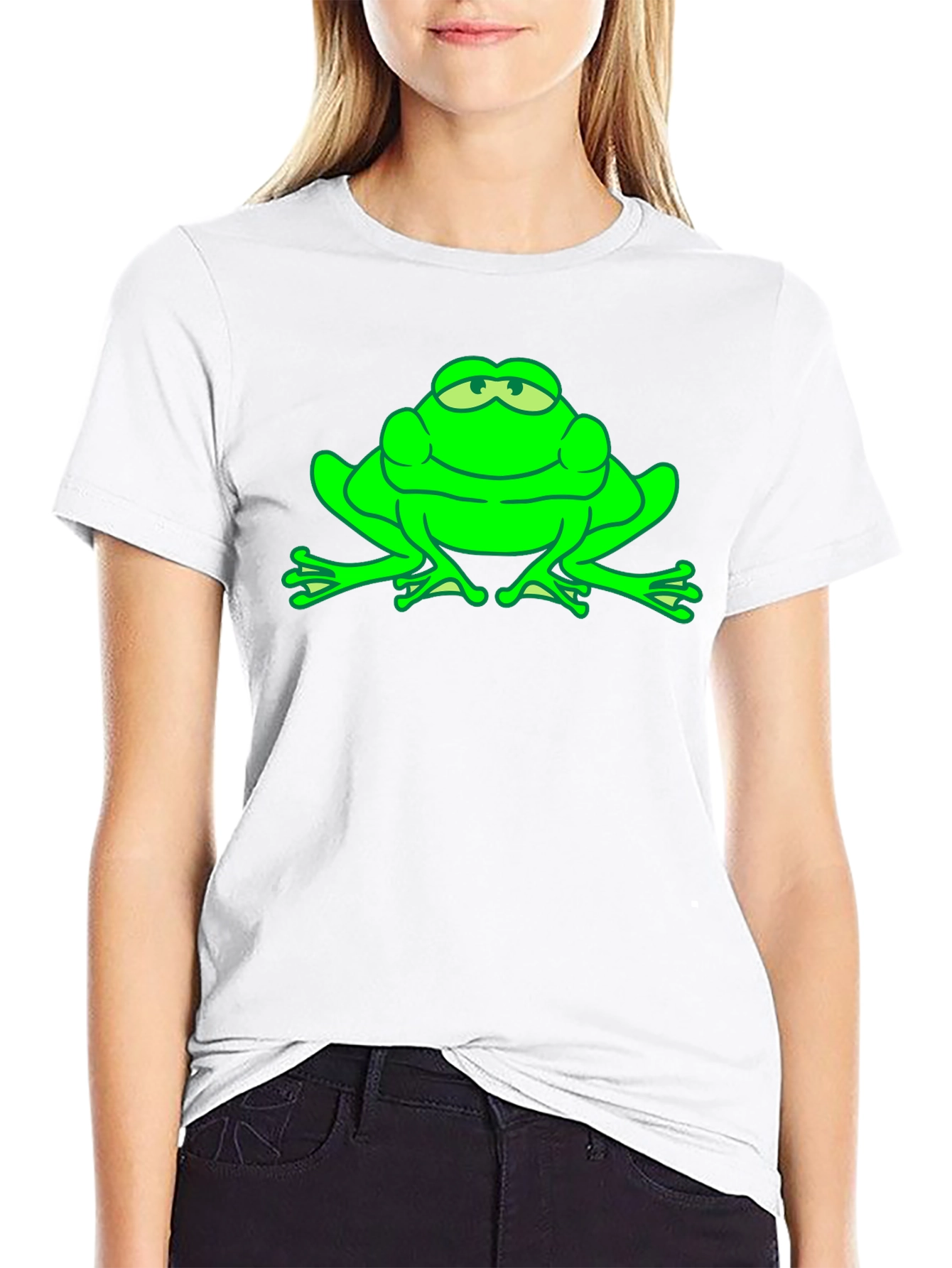 Black Green Frog Graphic Tee - Funny Animal T-Shirt view 9