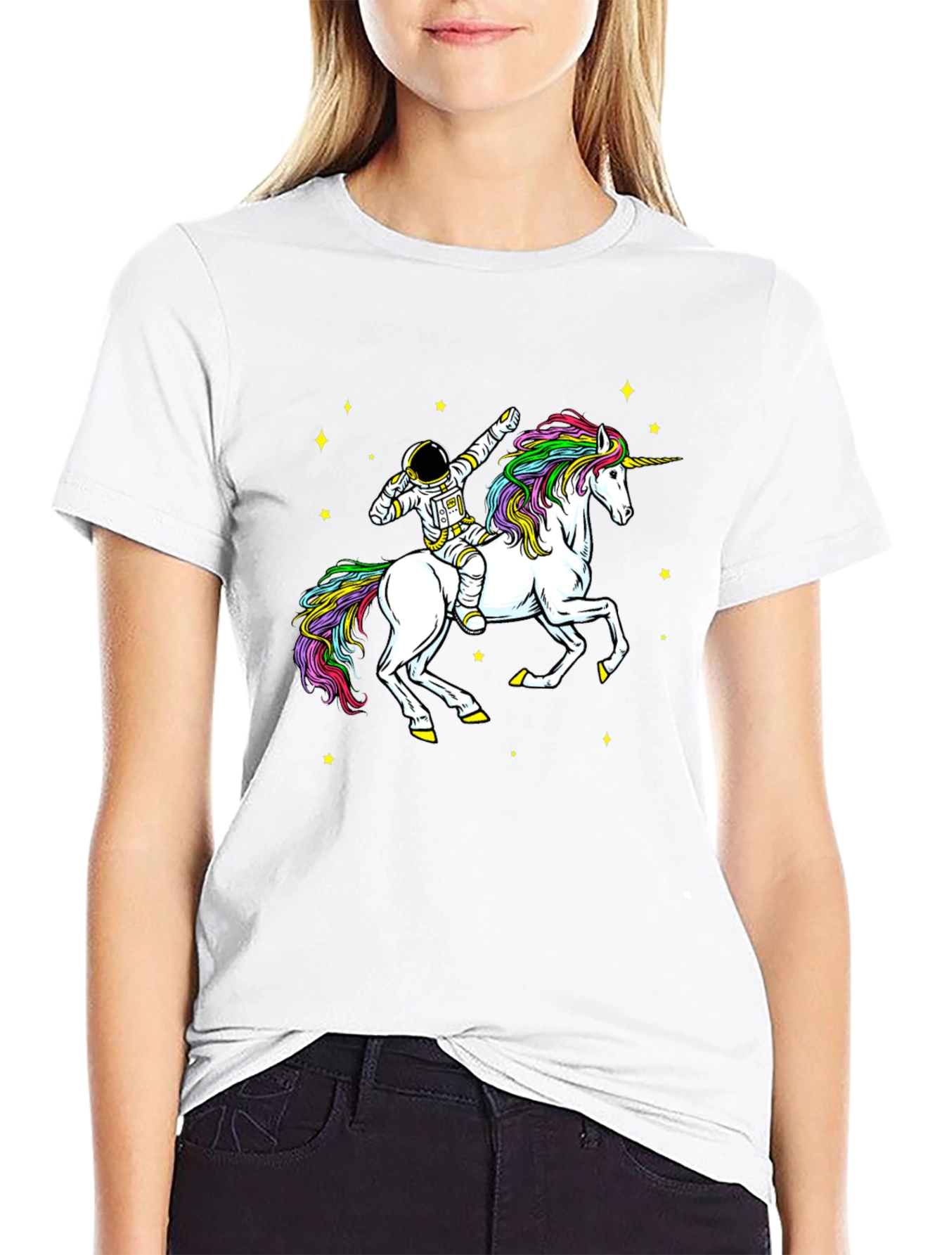 Black Astronaut Unicorn Ride T-Shirt - Cosmic Style view 9