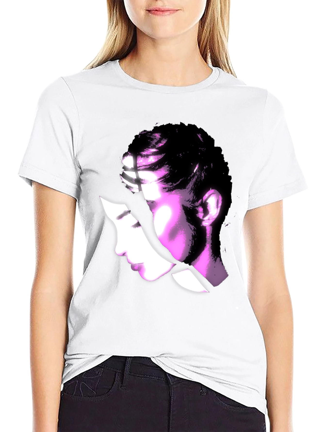 Black Abstract Woman Graphic Black T-Shirt view 9