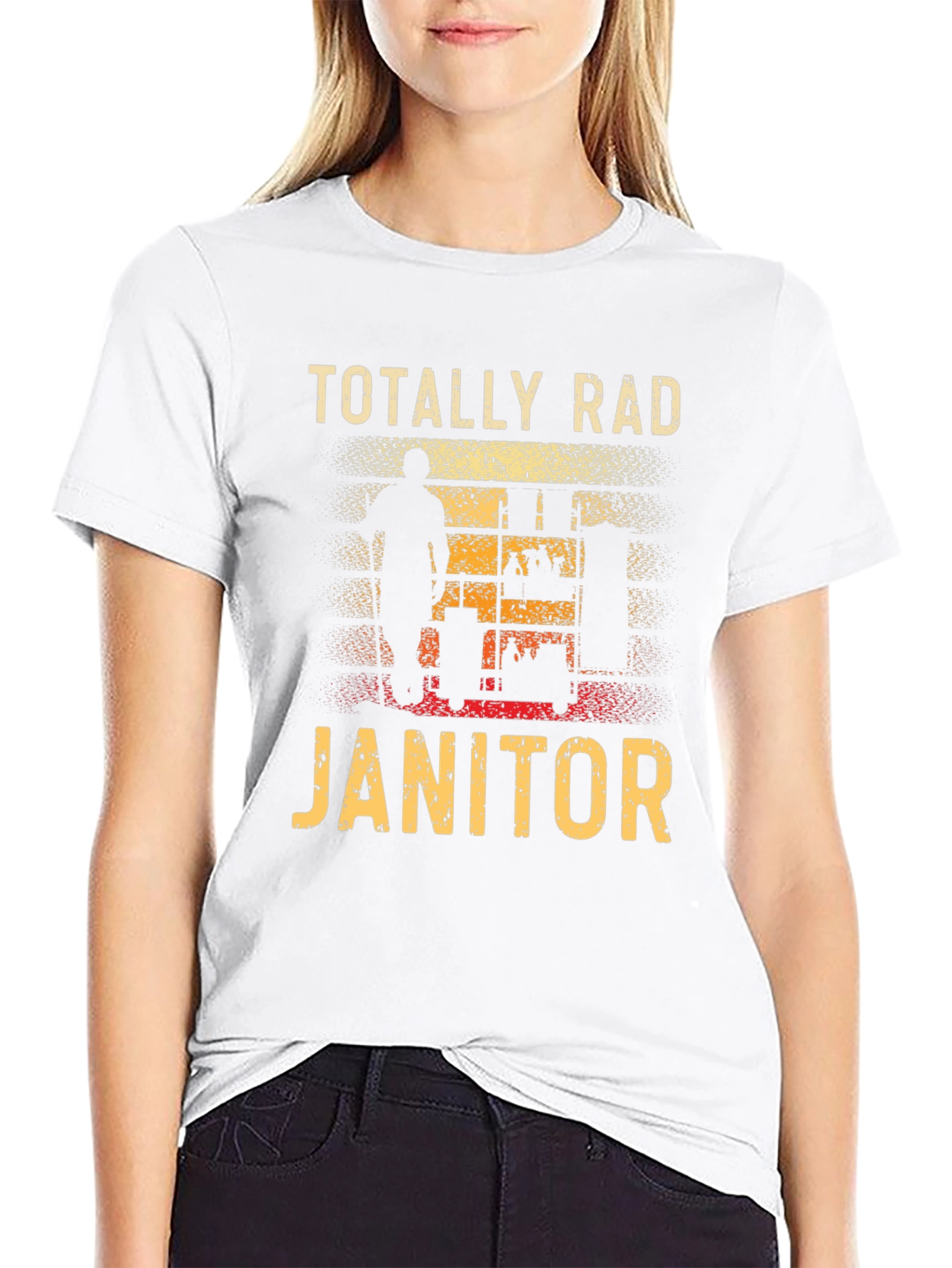 Black Totally Rad Janitor Graphic T-Shirt view 9
