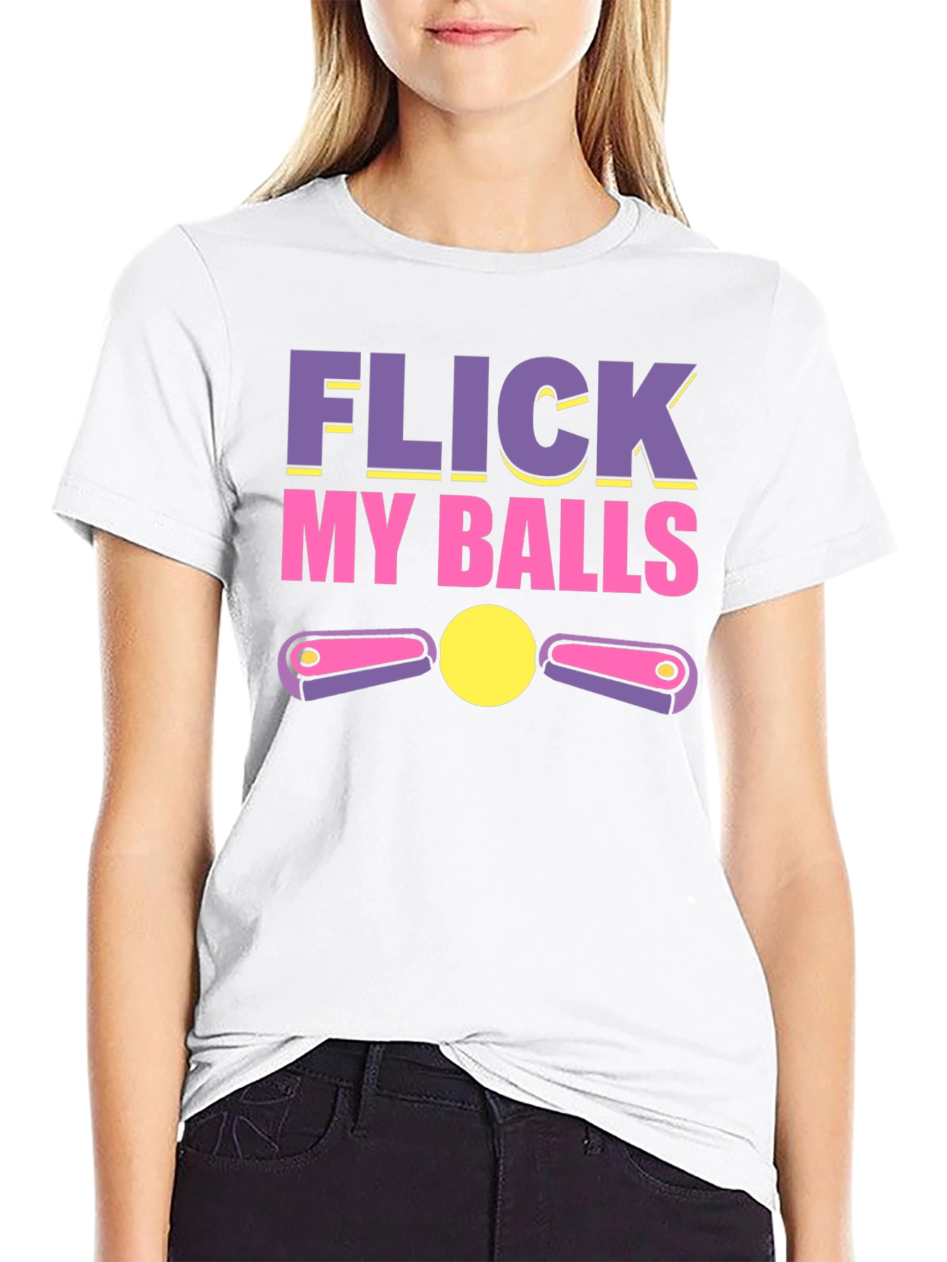 Black Flick My Balls Pinball Humor T-Shirt view 9