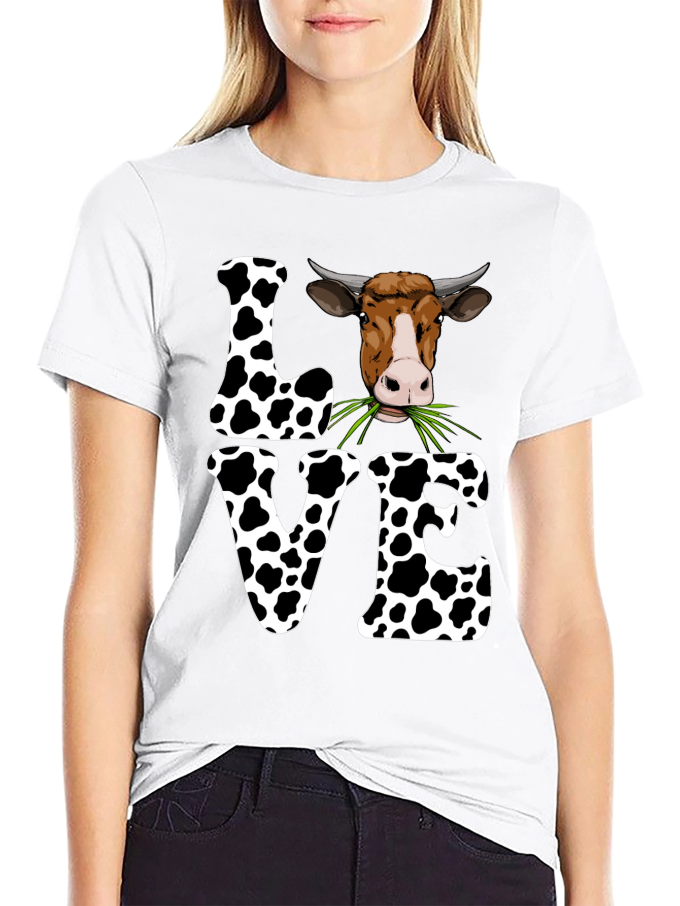Black Cow Love Graphic Tee - Cute Farm Animal T-Shirt view 9