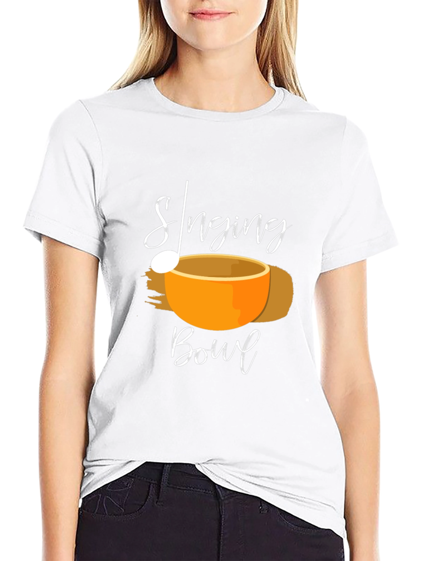 Black Singing Bowl Black T-Shirt - Meditation Apparel view 9