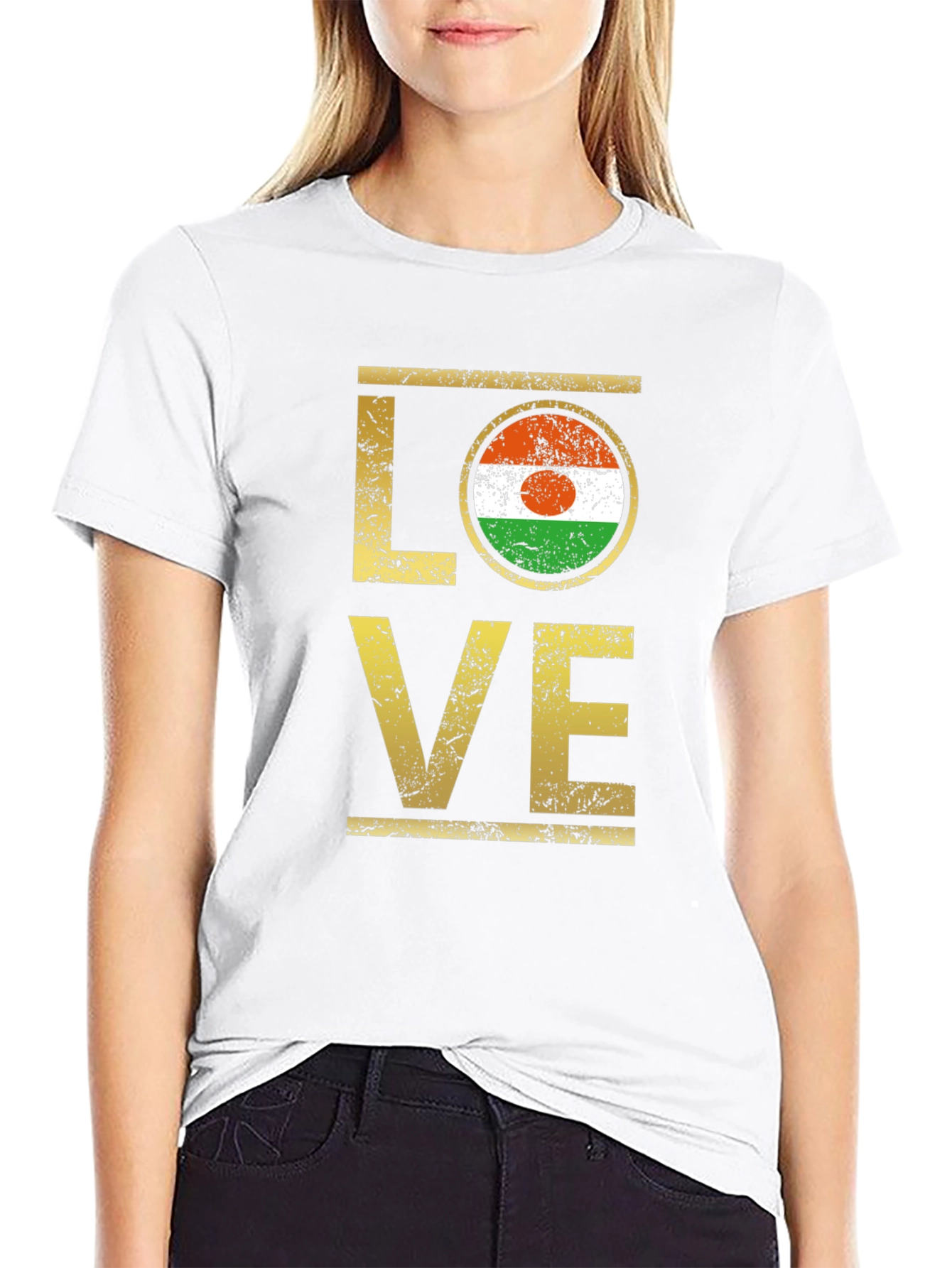 Black Niger Flag LOVE Graphic Tee view 9