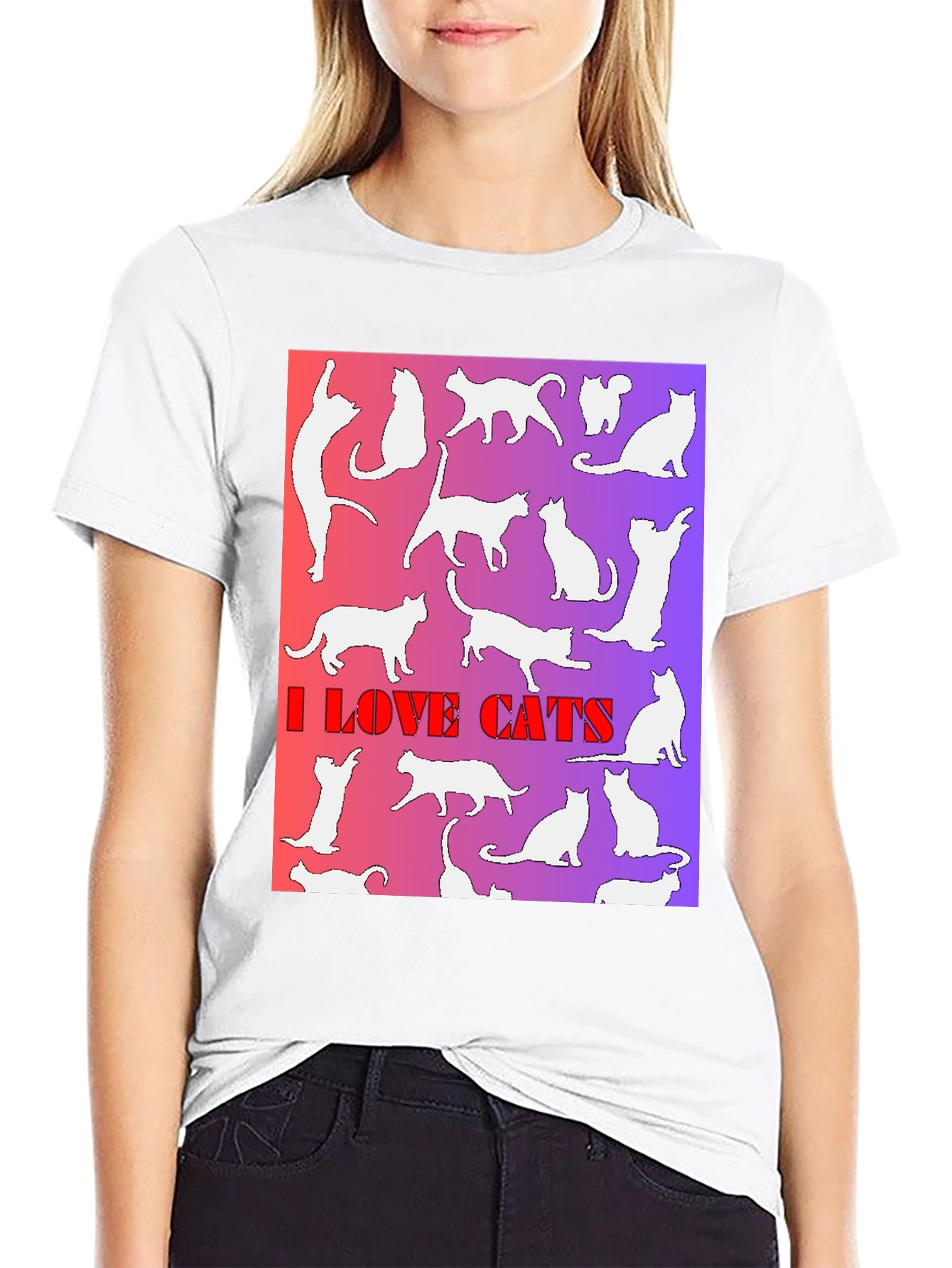 Black I Love Cats T-Shirt view 9
