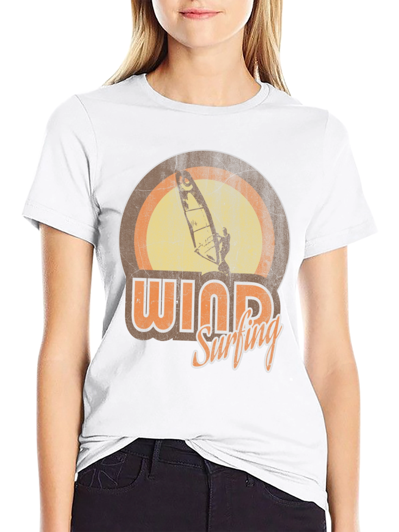 Black Vintage Windsurfing Graphic Tee - Retro Surfer T-Shirt view 9