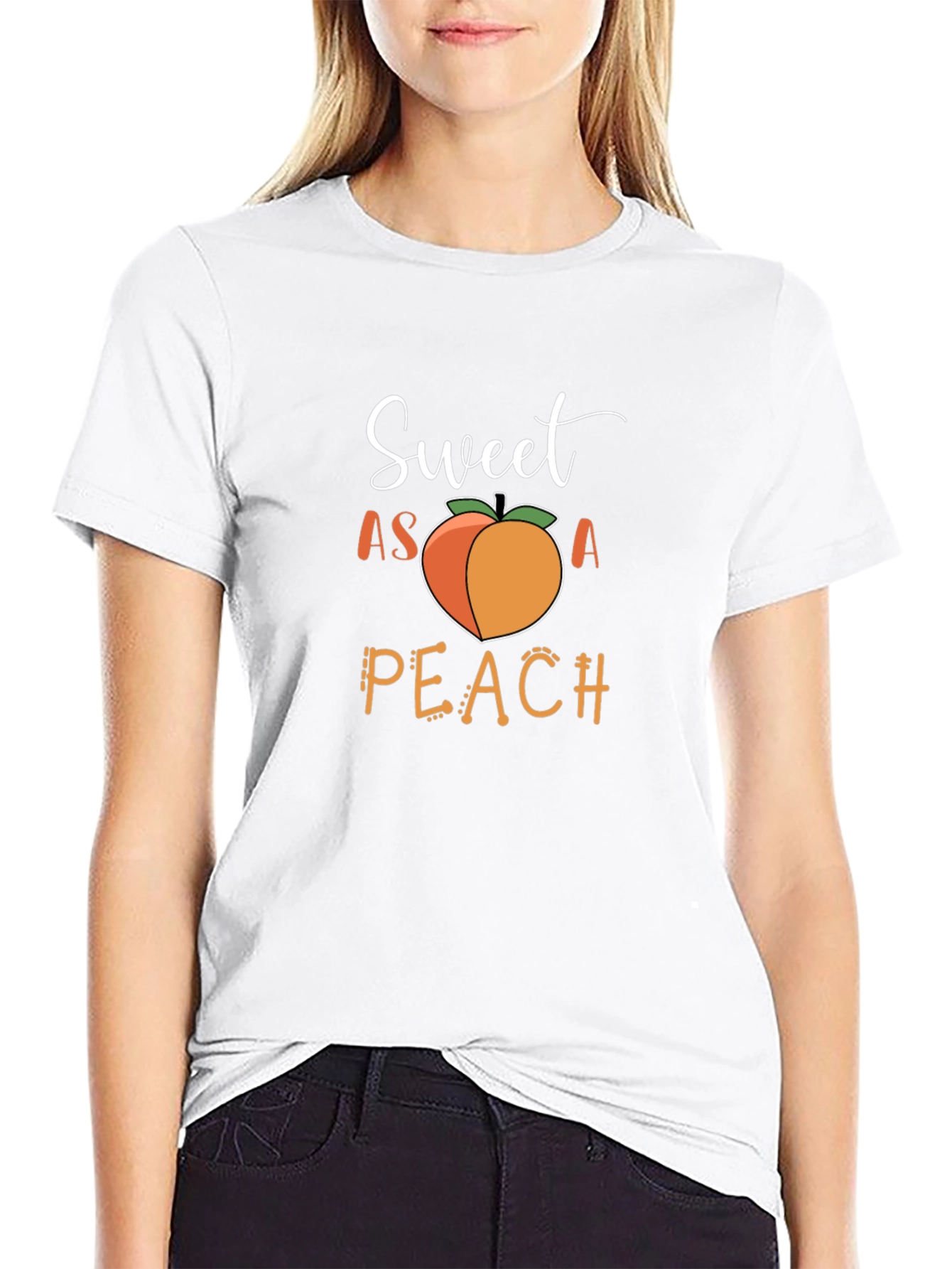 Black Sweet As A Peach Graphic T-Shirt - Unisex view 9