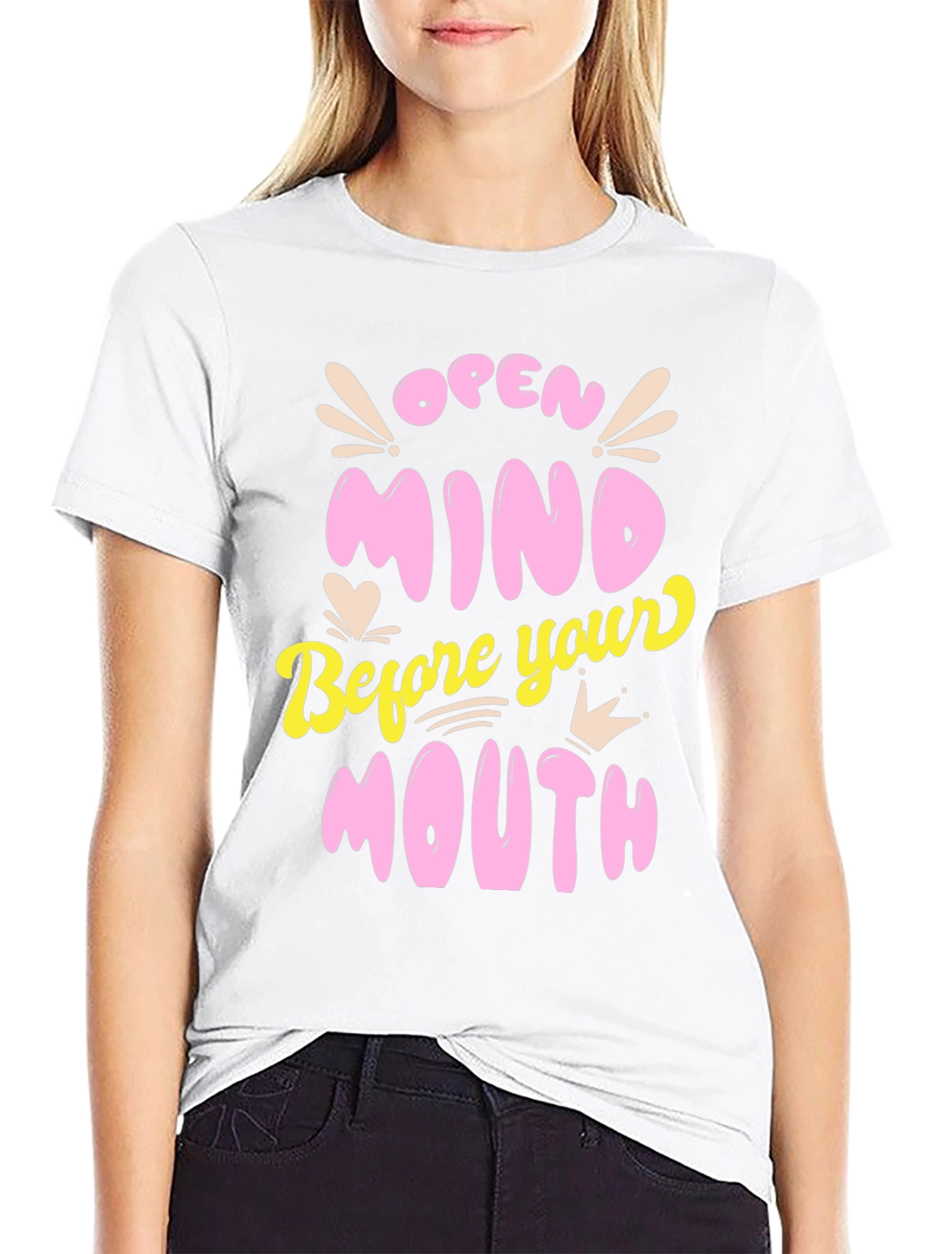 Black Open Mind Graphic Tee - Black Unisex T-Shirt view 9
