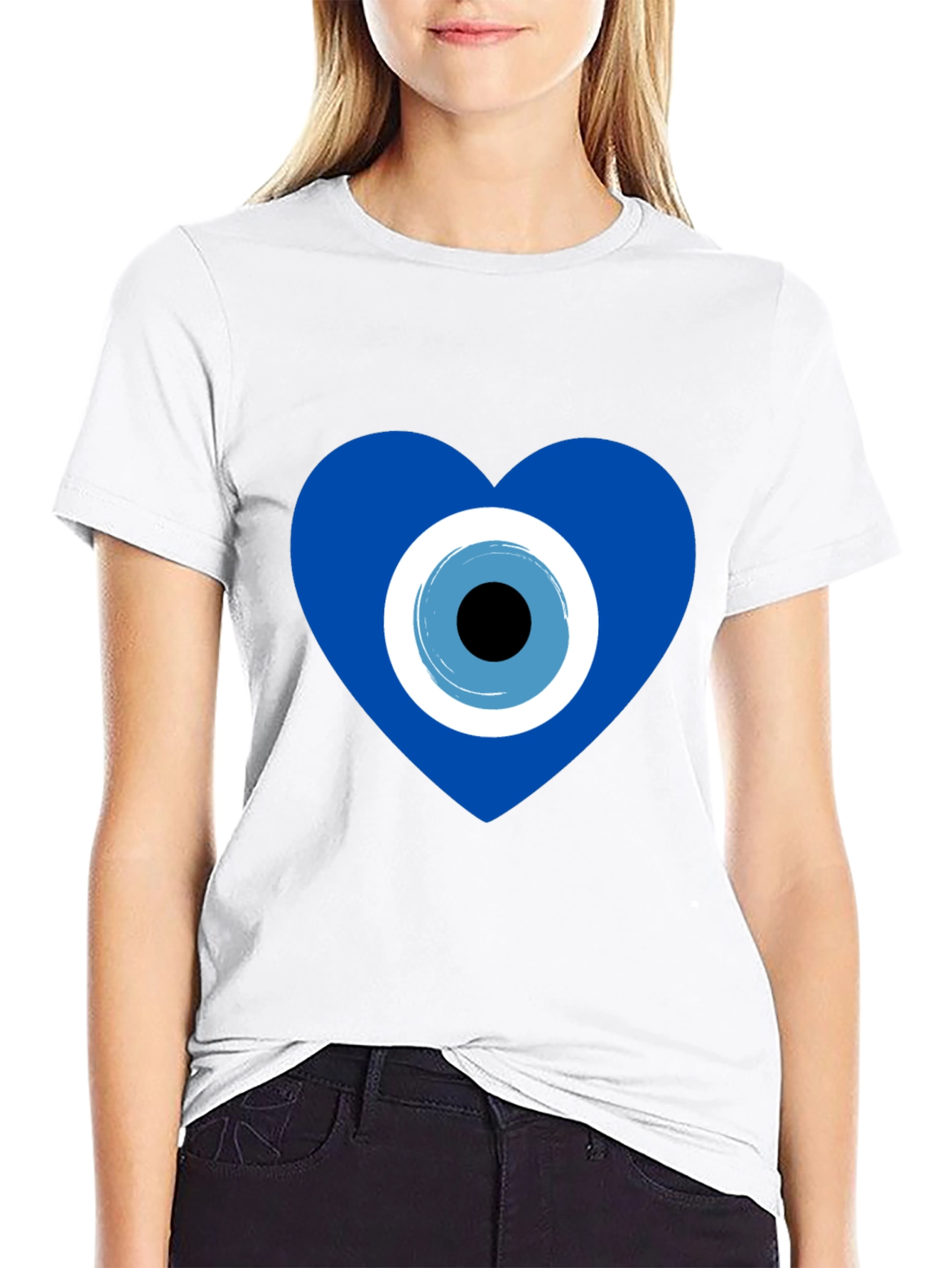 Black Evil Eye Heart Graphic T-Shirt - Stylish Protection view 9