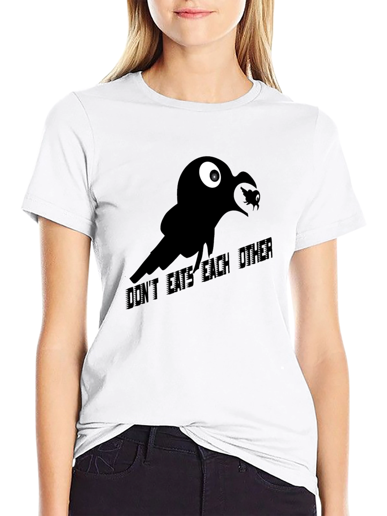 Black Raven Eats Raven Funny Graphic T-Shirt view 9