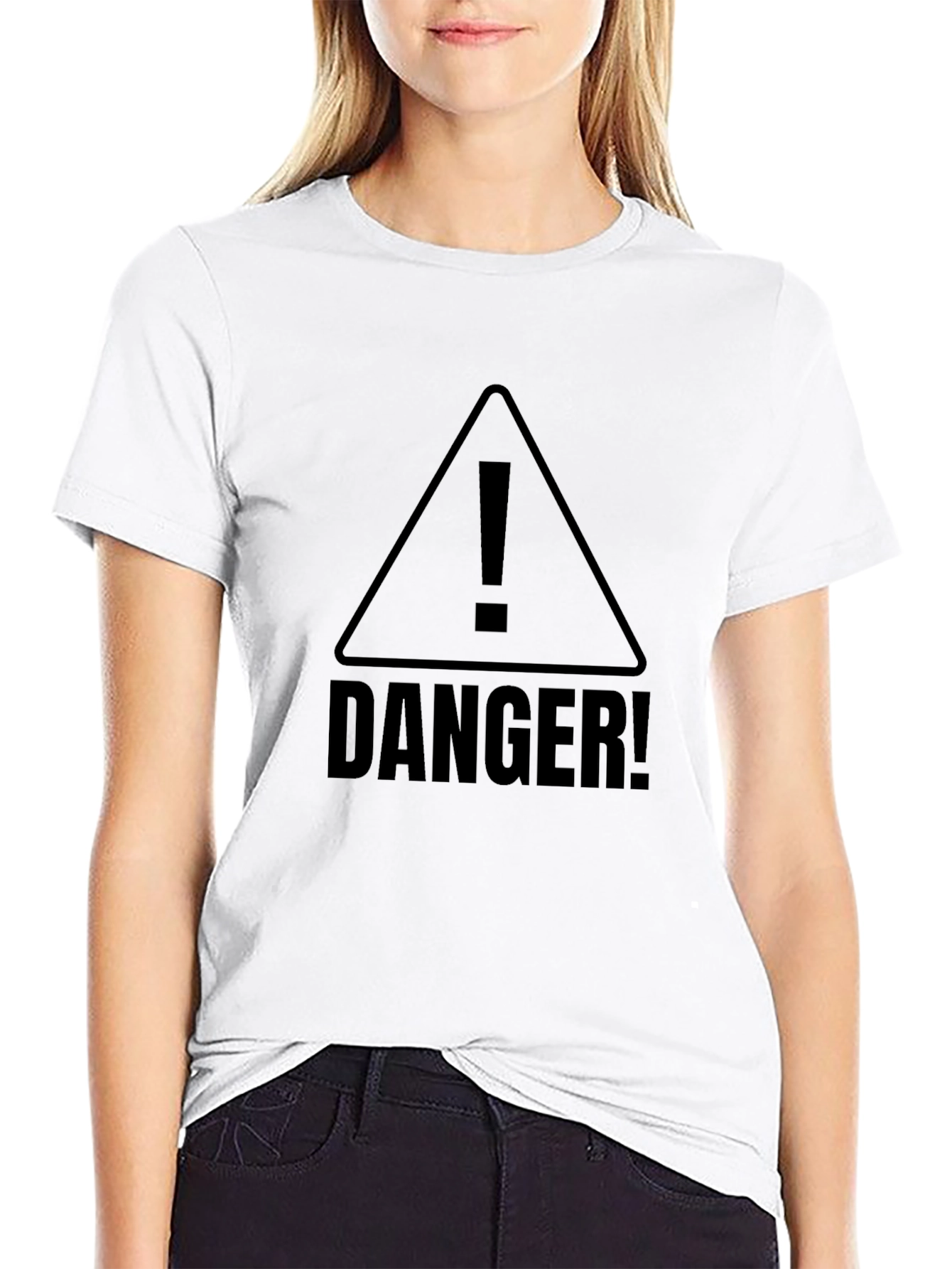 Black Danger! Warning Sign Black T-Shirt view 9
