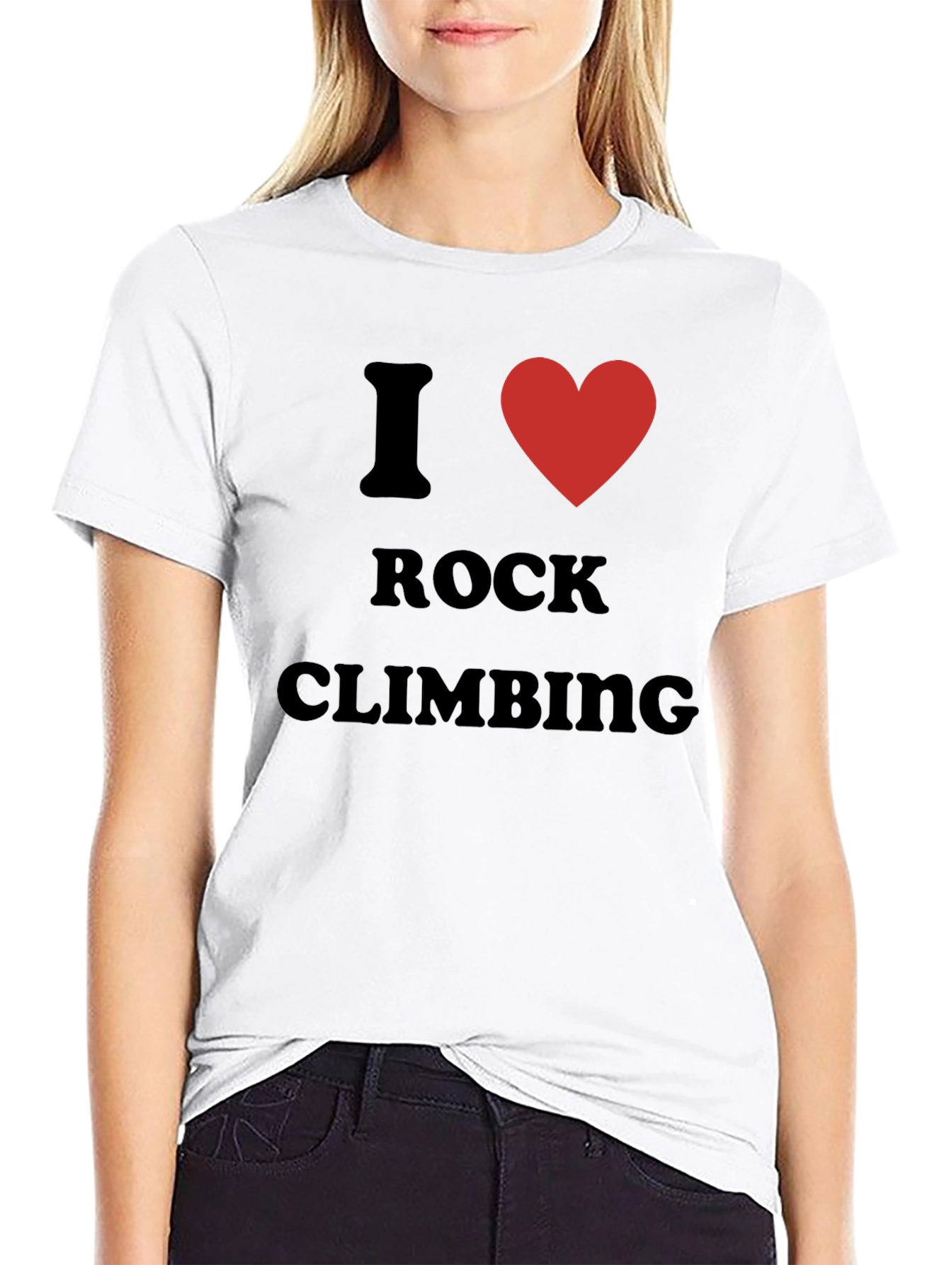 Black I Love Rock Climbing T-Shirt - Black Cotton Tee view 9