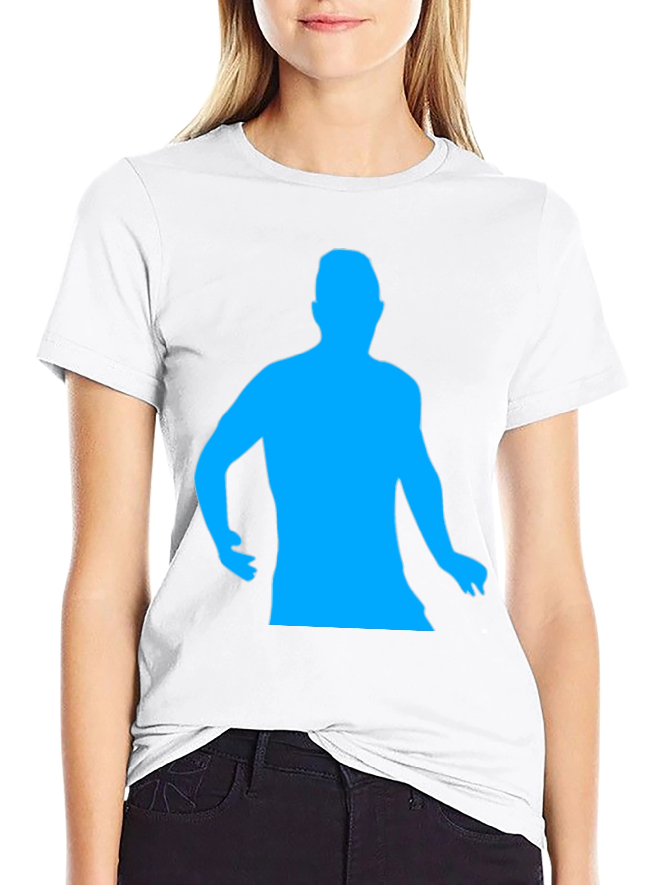 Black Cool Black T-Shirt with Blue Silhouette view 9