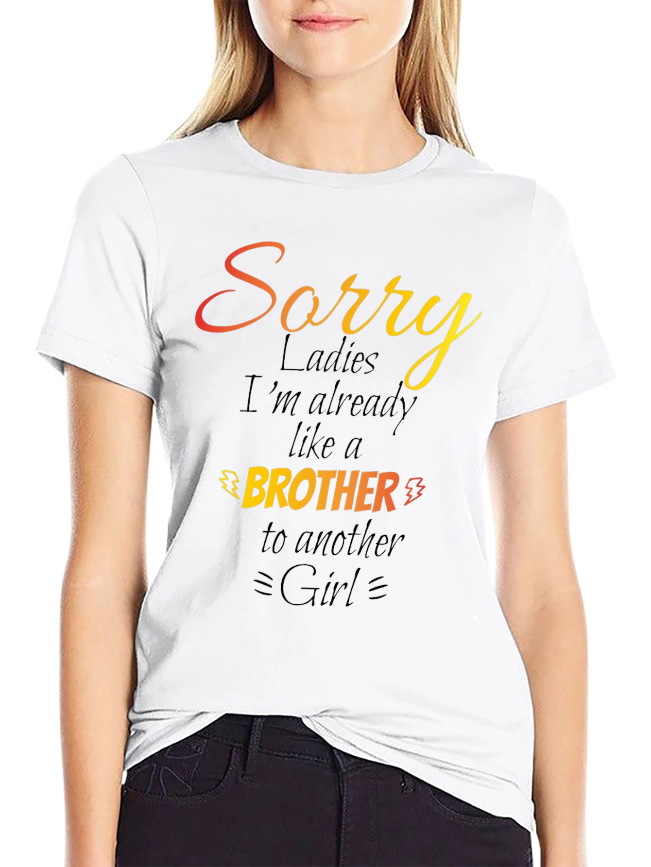 Black Sorry Ladies Brother Graphic Tee - Black Cotton Shirt view 9
