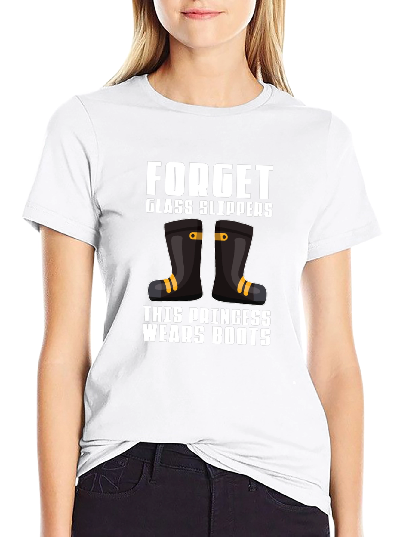 Black Forget Glass Slippers Princess Wears Boots T-Shirt view 9