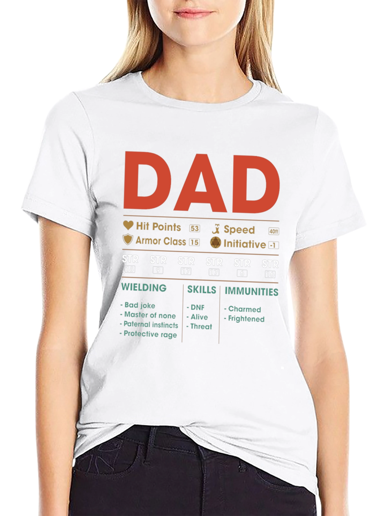 Black DAD RPG Stats T-Shirt view 9