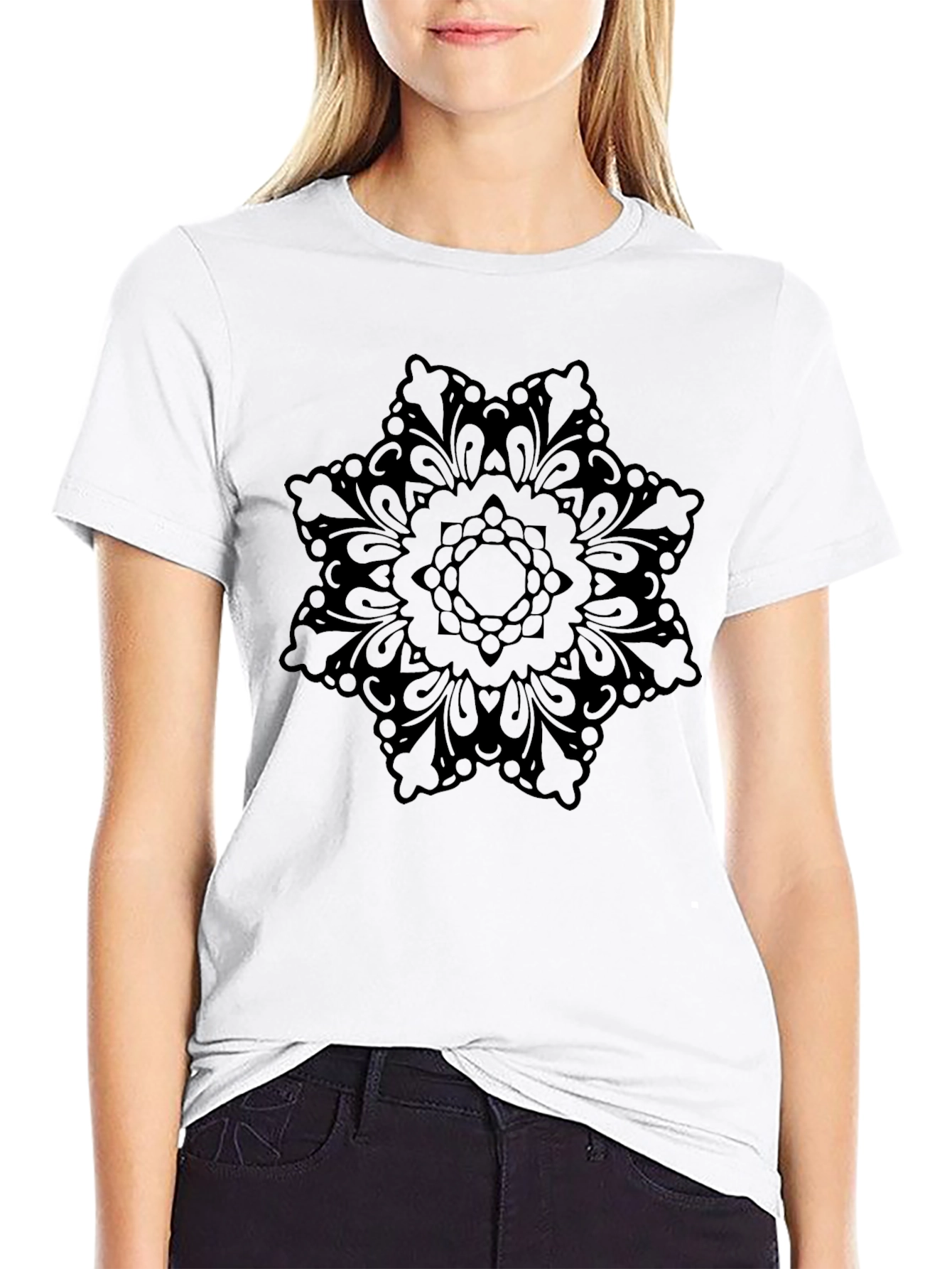 Black Black Mandala Graphic T-Shirt - Casual Style view 9
