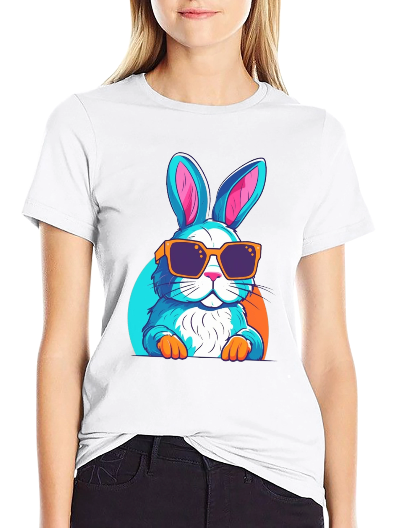 Black Cool Rabbit Graphic T-Shirt view 9