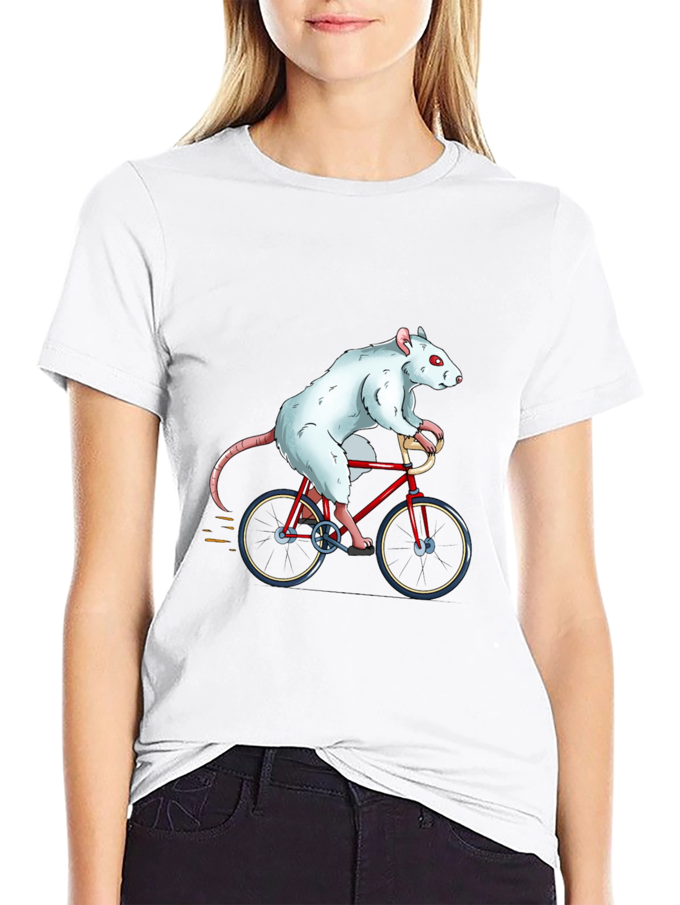 Black Rat on Bike Graphic Tee - Unique Funny T-Shirt view 9
