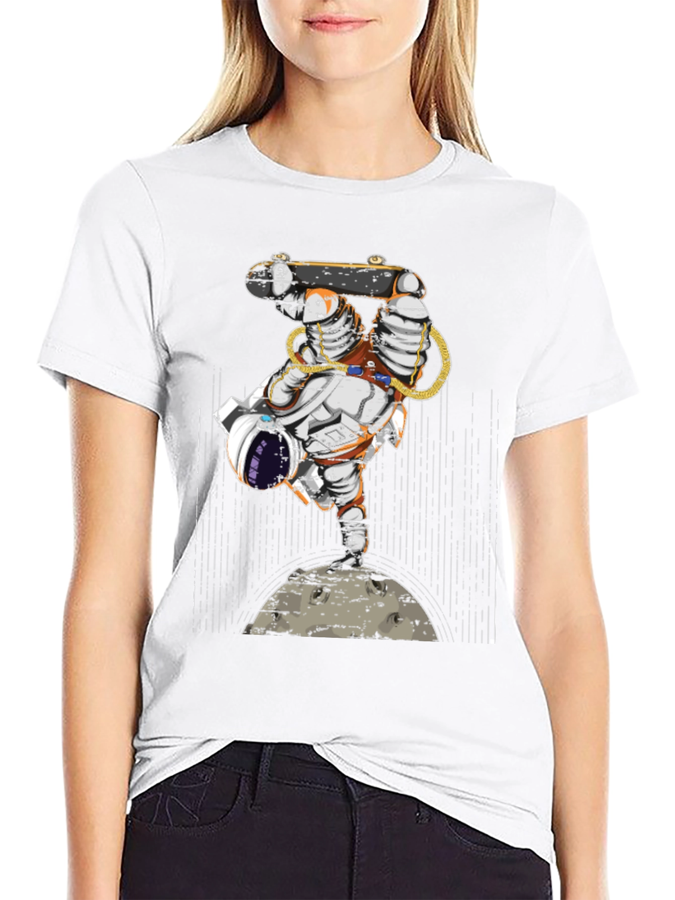 Black Astronaut Skateboarder Graphic Tee view 9