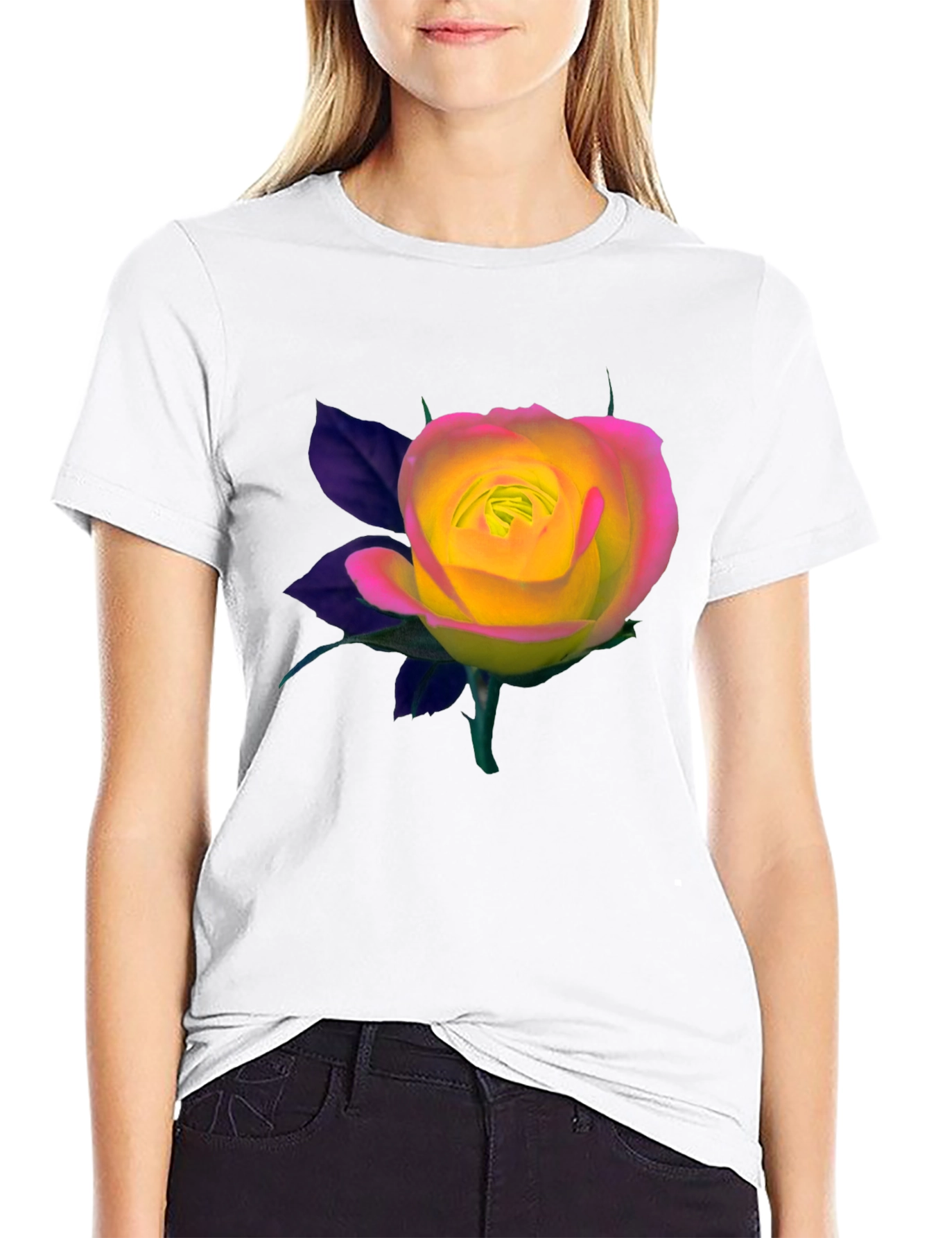 Black Rose Graphic Black T-Shirt view 9