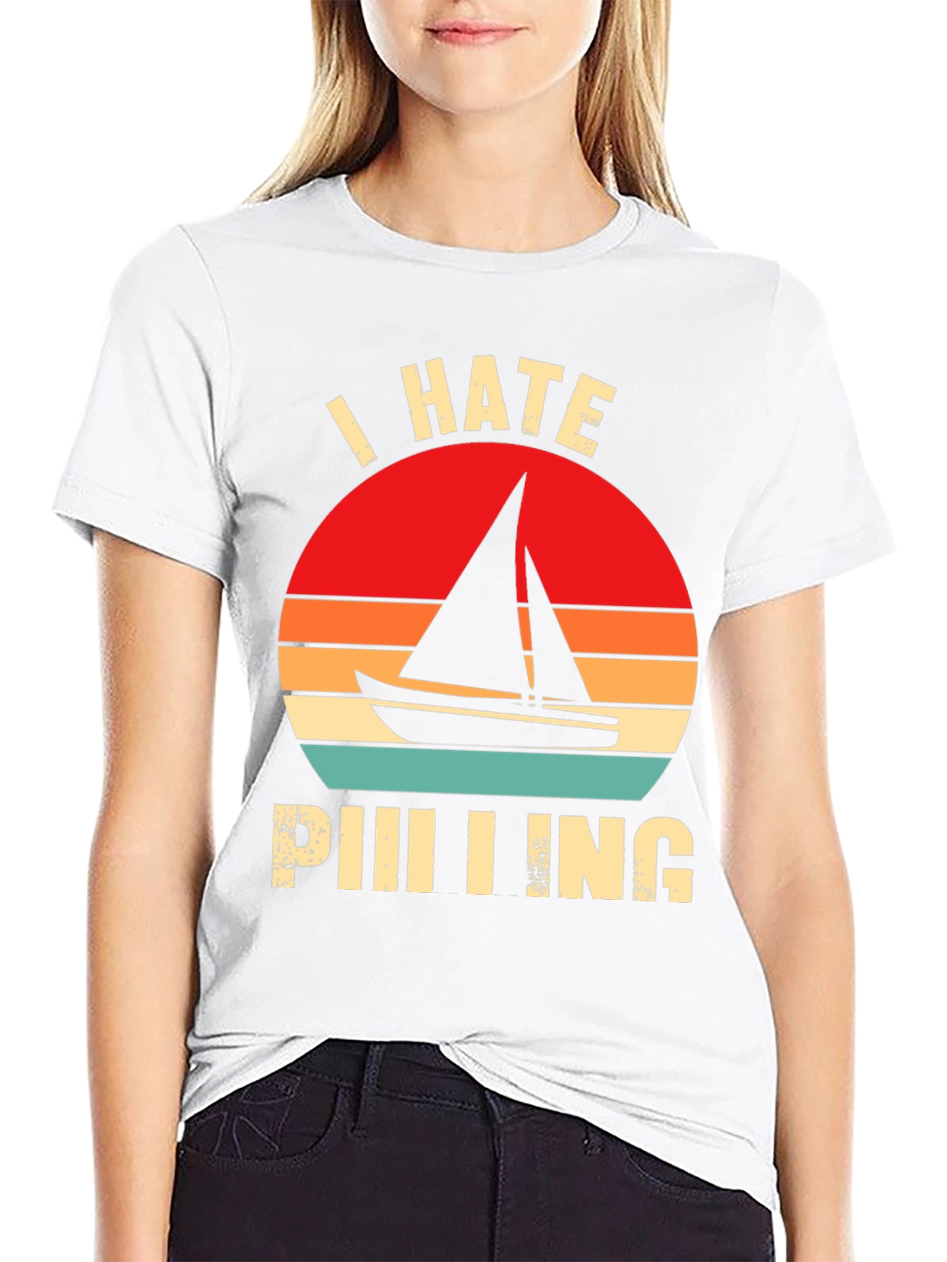 Black I Hate Sailing T-Shirt - Funny Nautical Tee view 9
