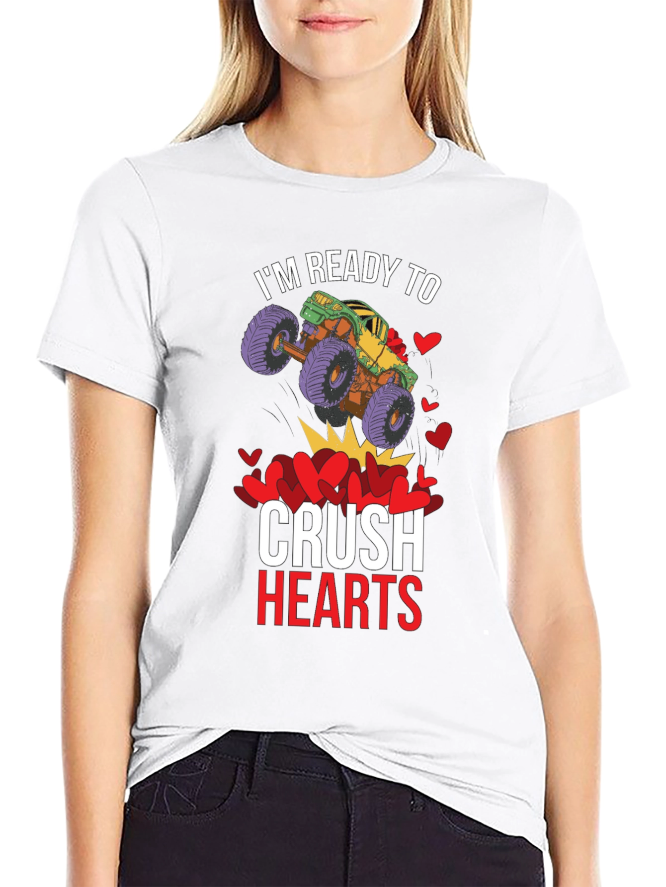 Black Ready to Crush Hearts Monster Truck T-Shirt view 9