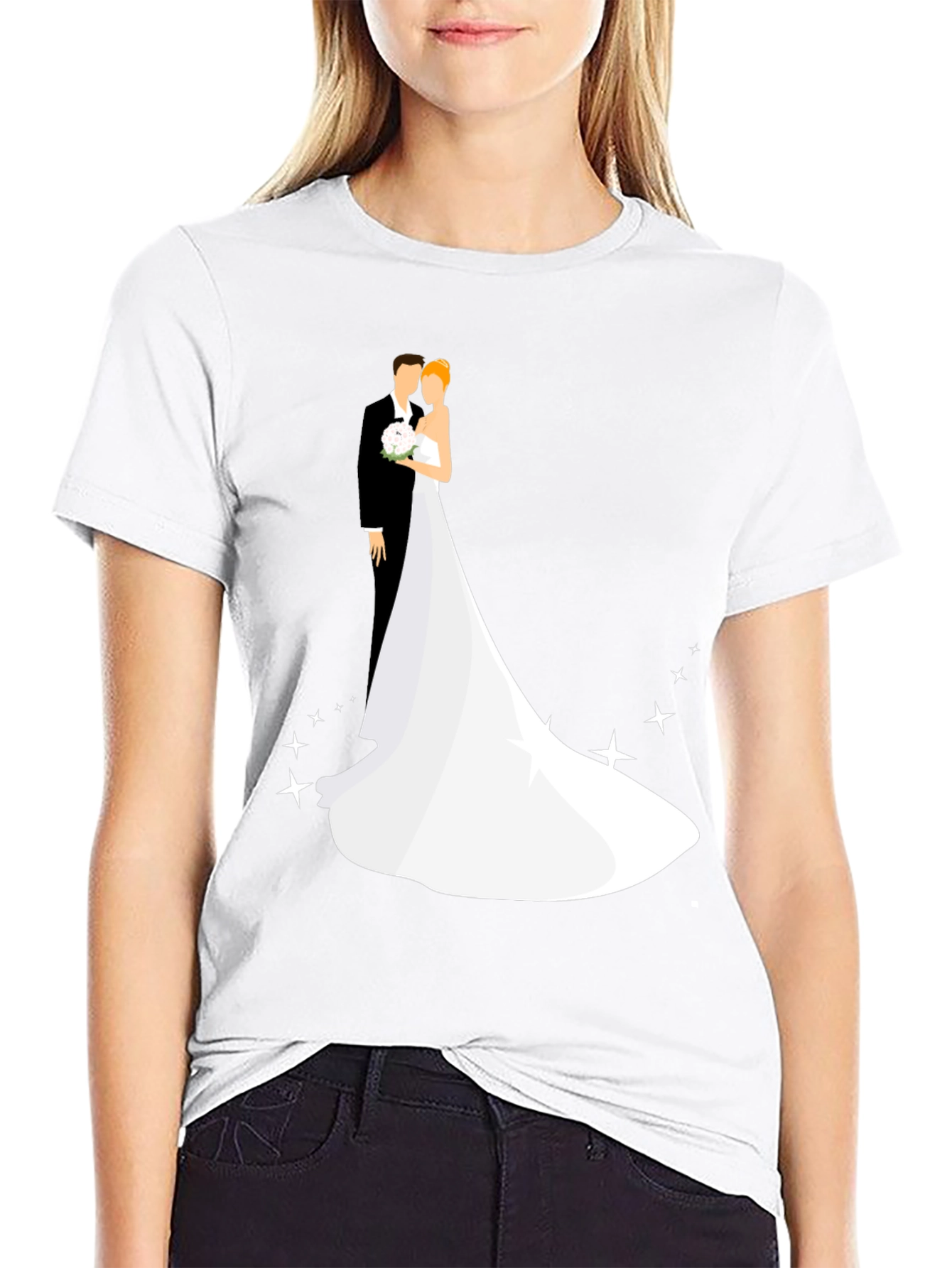 Black Wedding Couple Graphic Black T-Shirt view 9