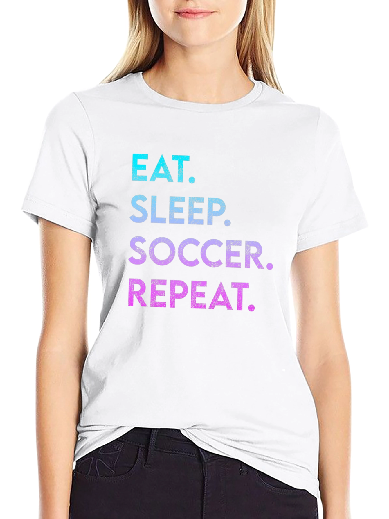 Black Eat Sleep Soccer Repeat T-Shirt view 9