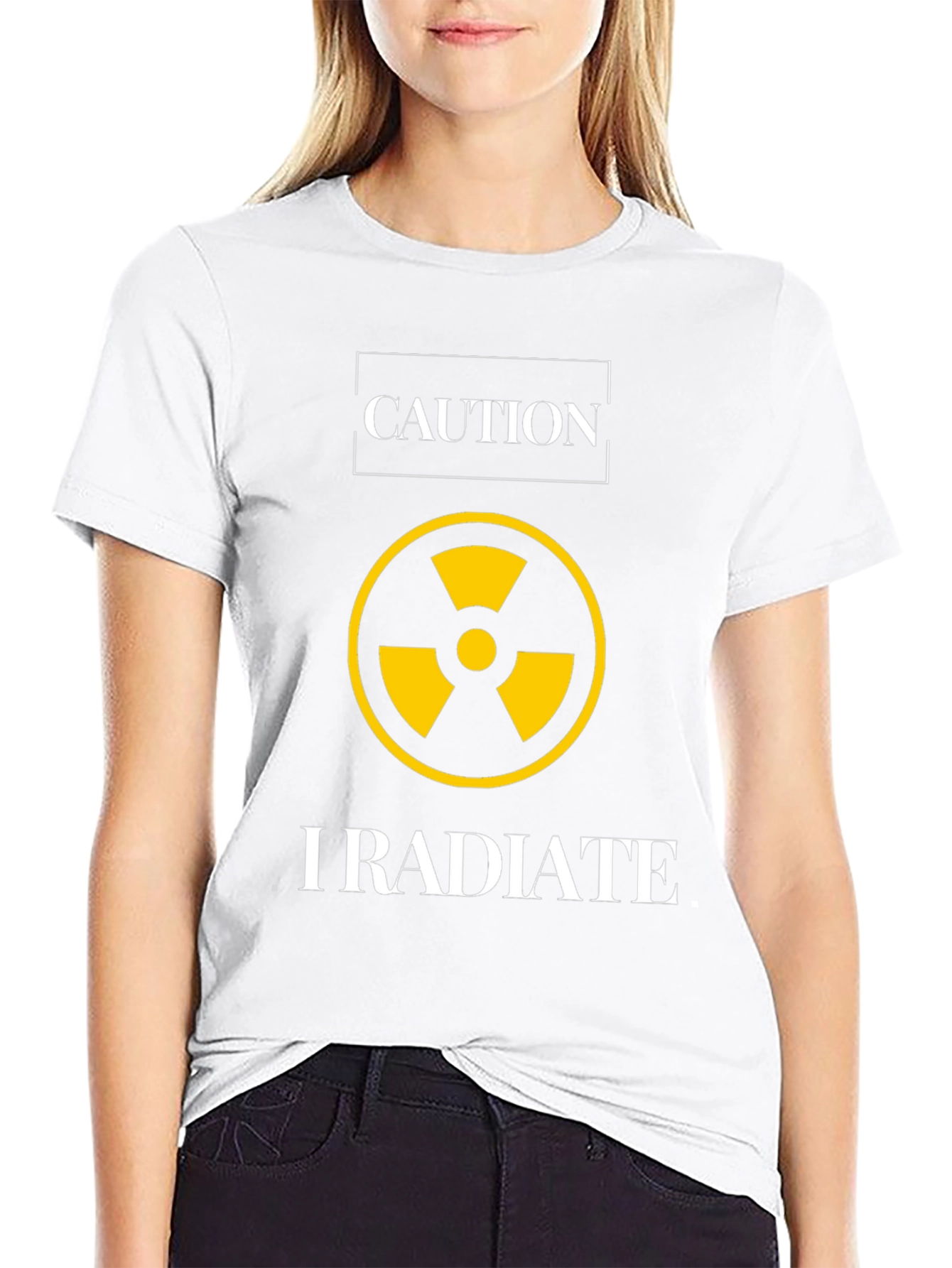 Black Caution I Radiate Graphic Tee view 9