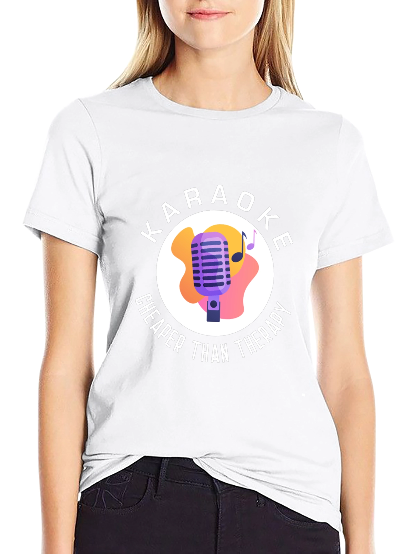 Black Karaoke Cheaper Than Therapy Black Graphic T-Shirt view 9