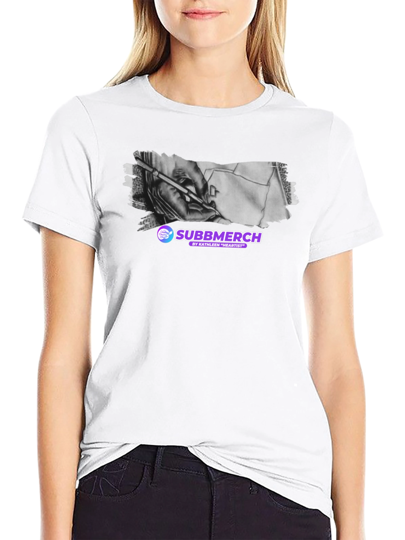 Black SubbMerch Artist T-Shirt - Unisex Black Cotton Tee view 9