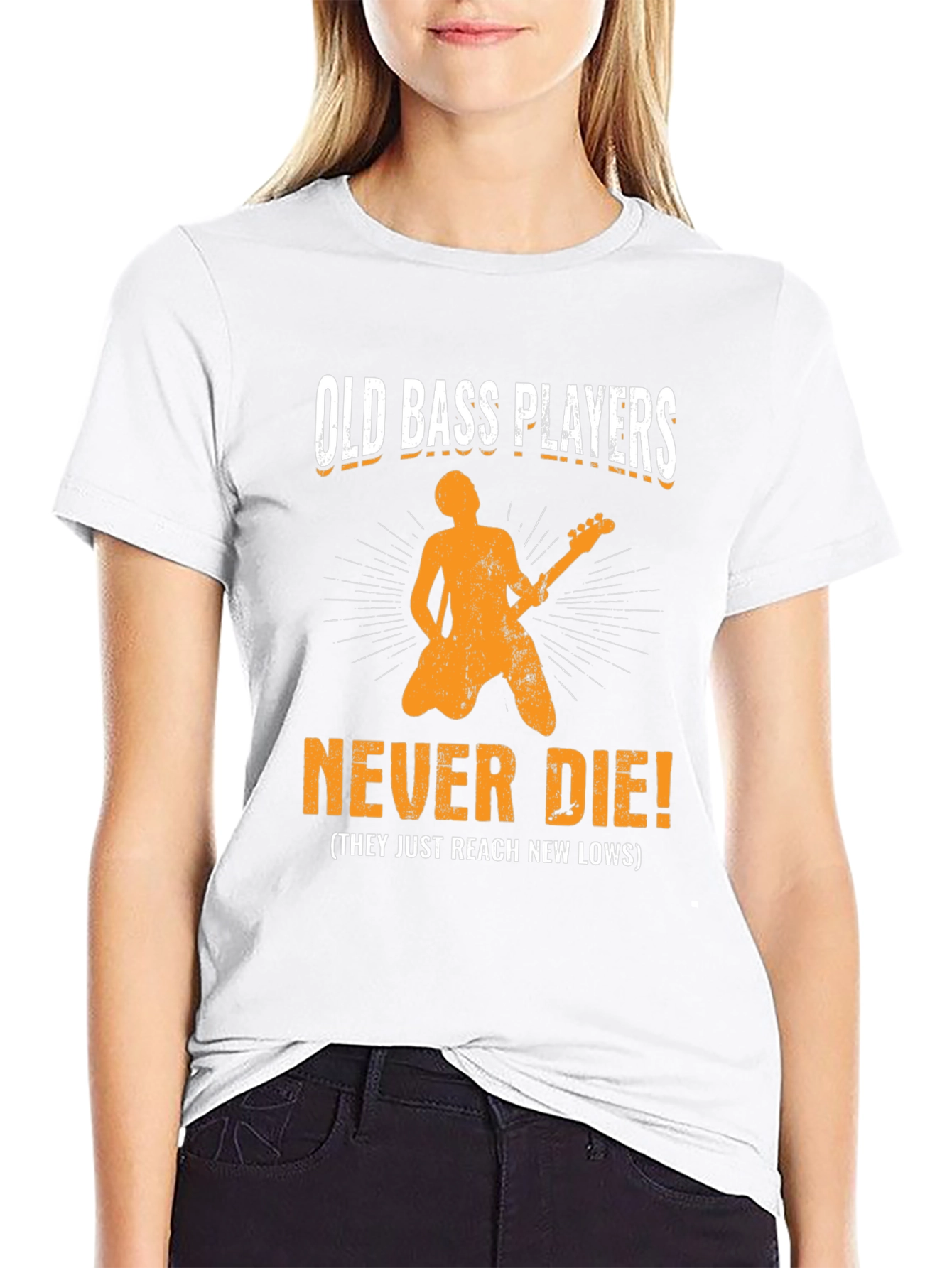 Black Old Bass Players Never Die T-Shirt view 9