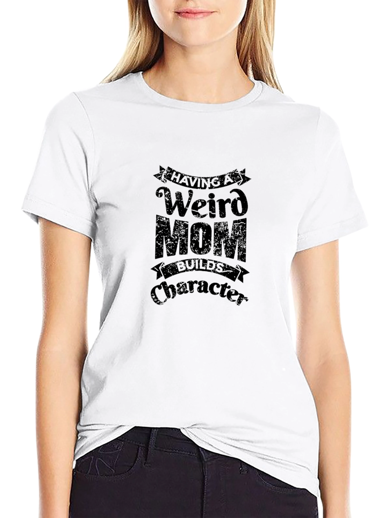 Black Weird Mom Graphic Tee - Black Cotton T-Shirt view 9