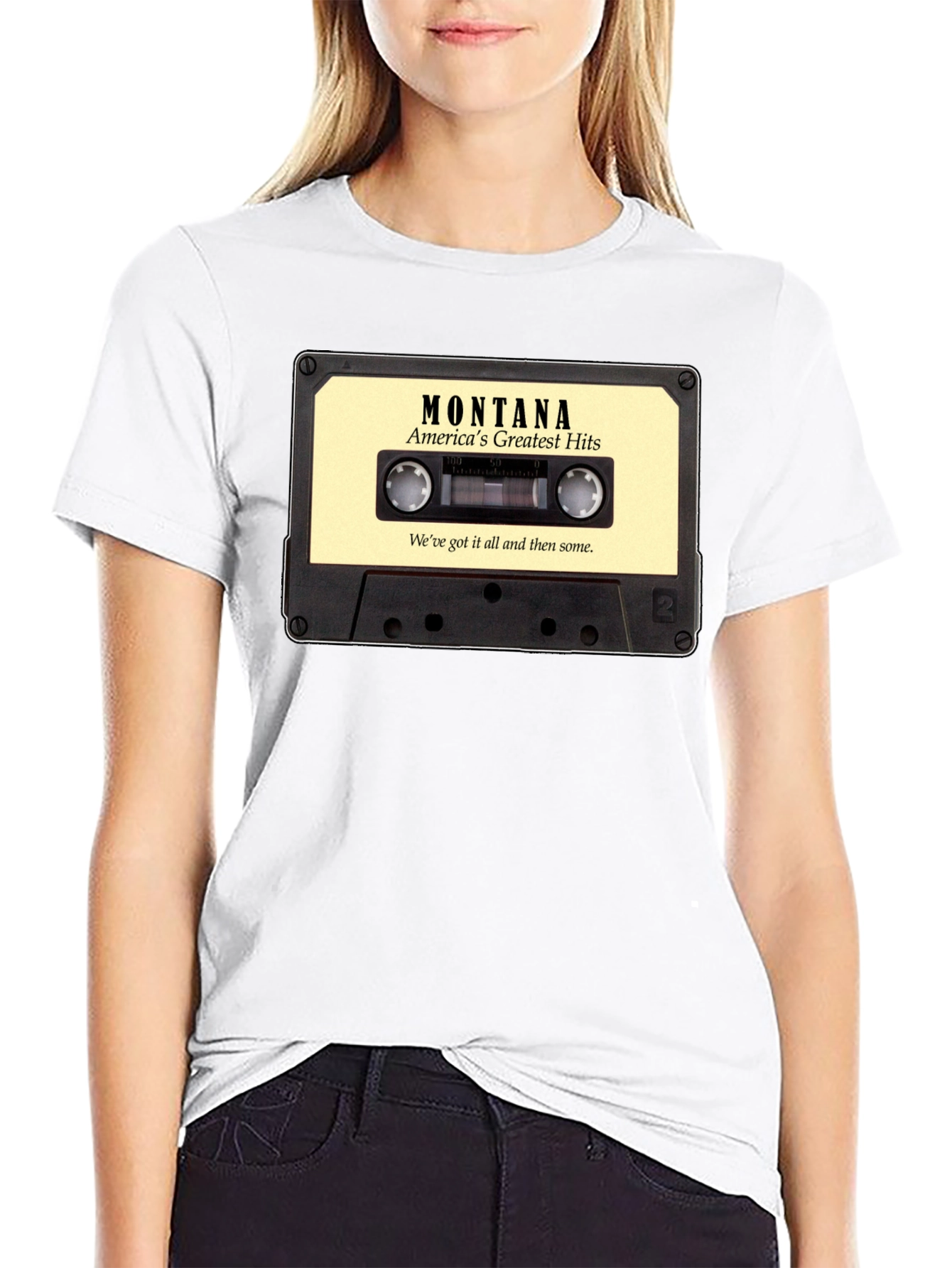 Black Montana's Greatest Hits Cassette Tape Graphic T-Shirt view 9